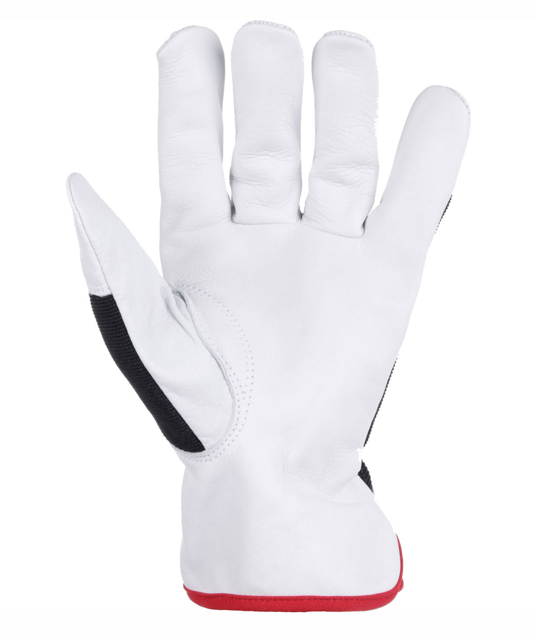 Kramp Montagehandschuhe aus Leder/Elasthan, Schwarz/Wei&szlig;