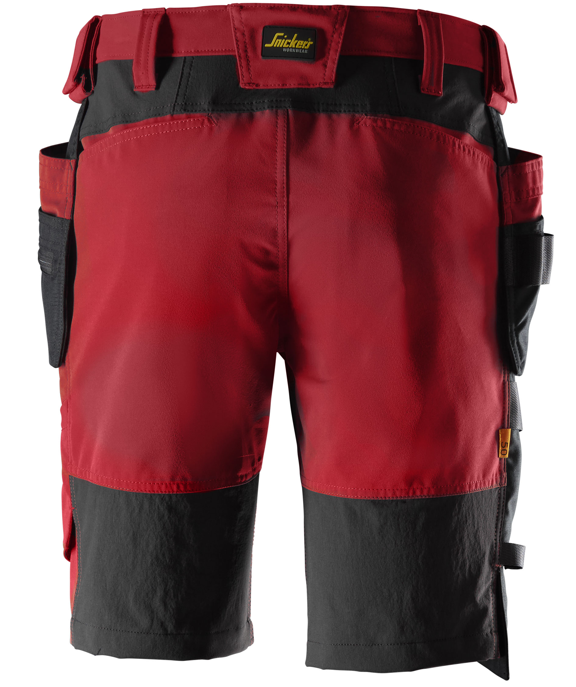 Snickers AllroundWork h&aring;ndverkershorts 6118 full stretch, Chili r&oslash;d/svart