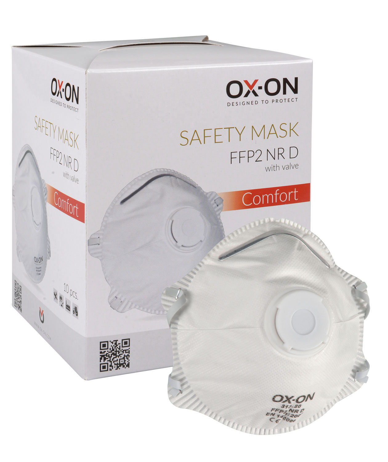 OX-ON st&oslash;vmaske FFP2NR D med ventil 10 stk, Hvid