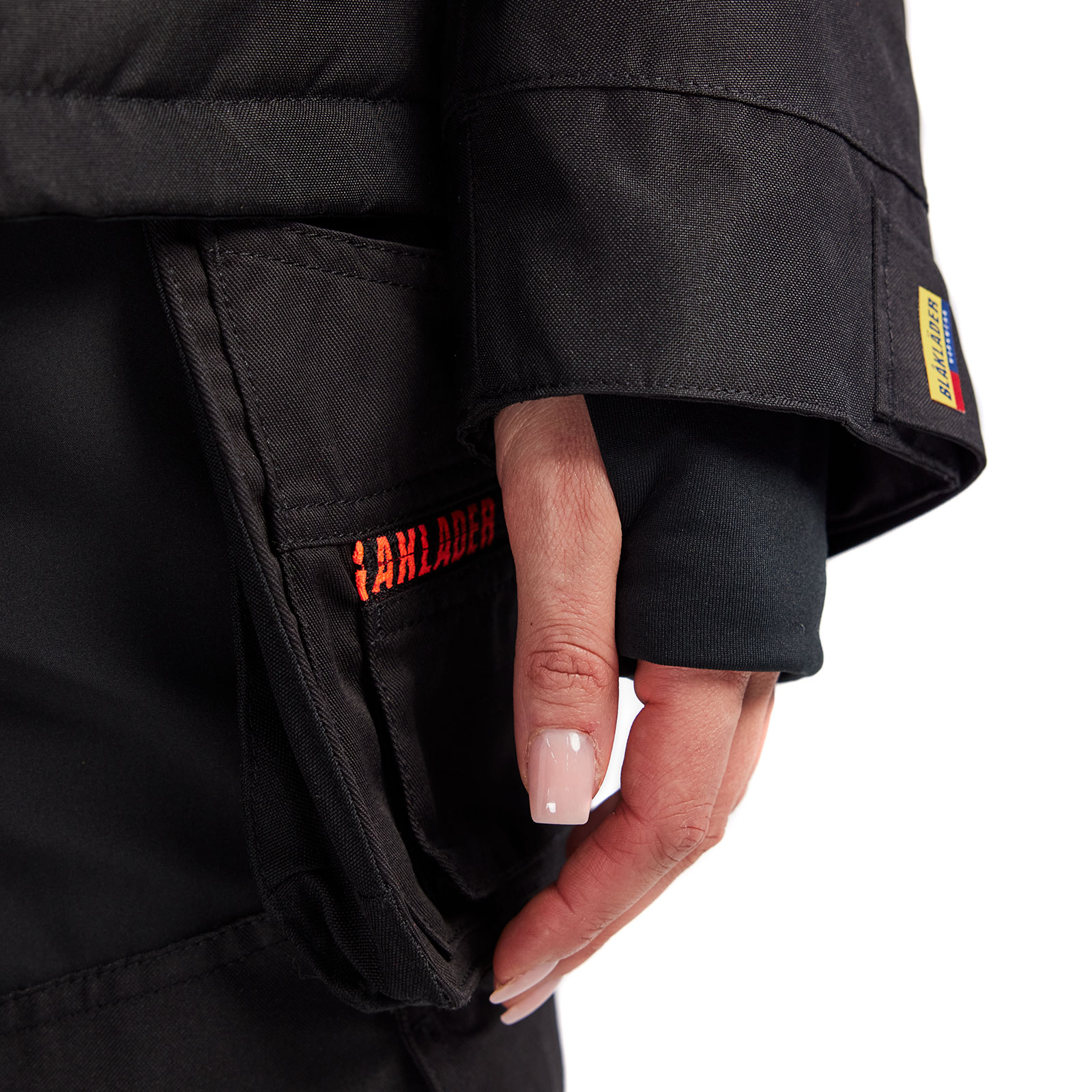 Bl&aring;kl&auml;der dame vinterjakke, Svart/Hi-Vis R&oslash;d, large image number 8