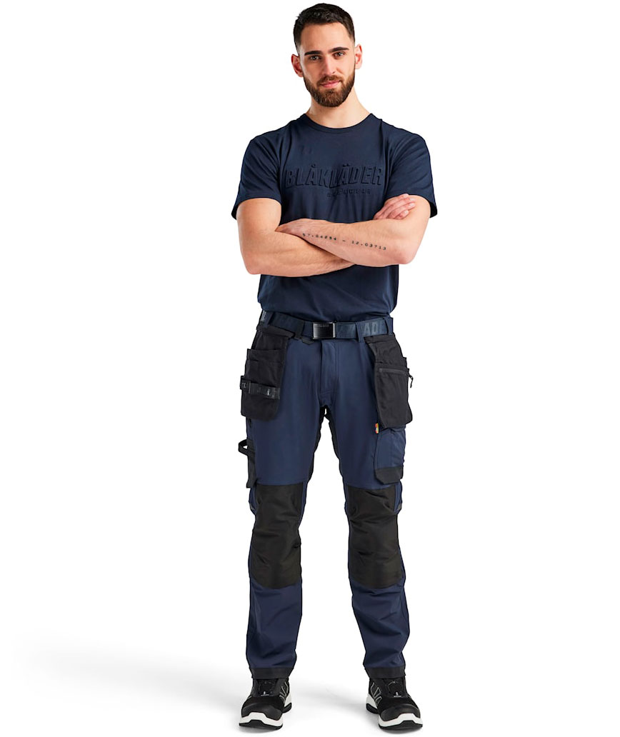 Bl&aring;kl&auml;der hantverksbyxa full stretch, Dark Marin/Svart, large image number 1