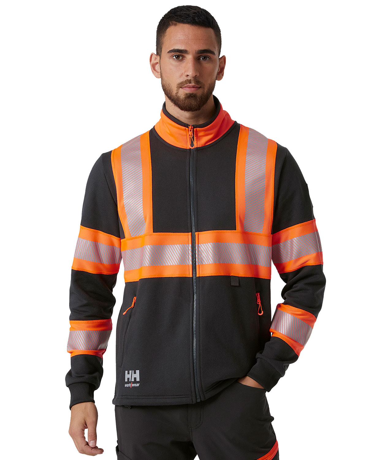 Helly Hansen ICU cardigan, Ebony/Hi-Vis Orange