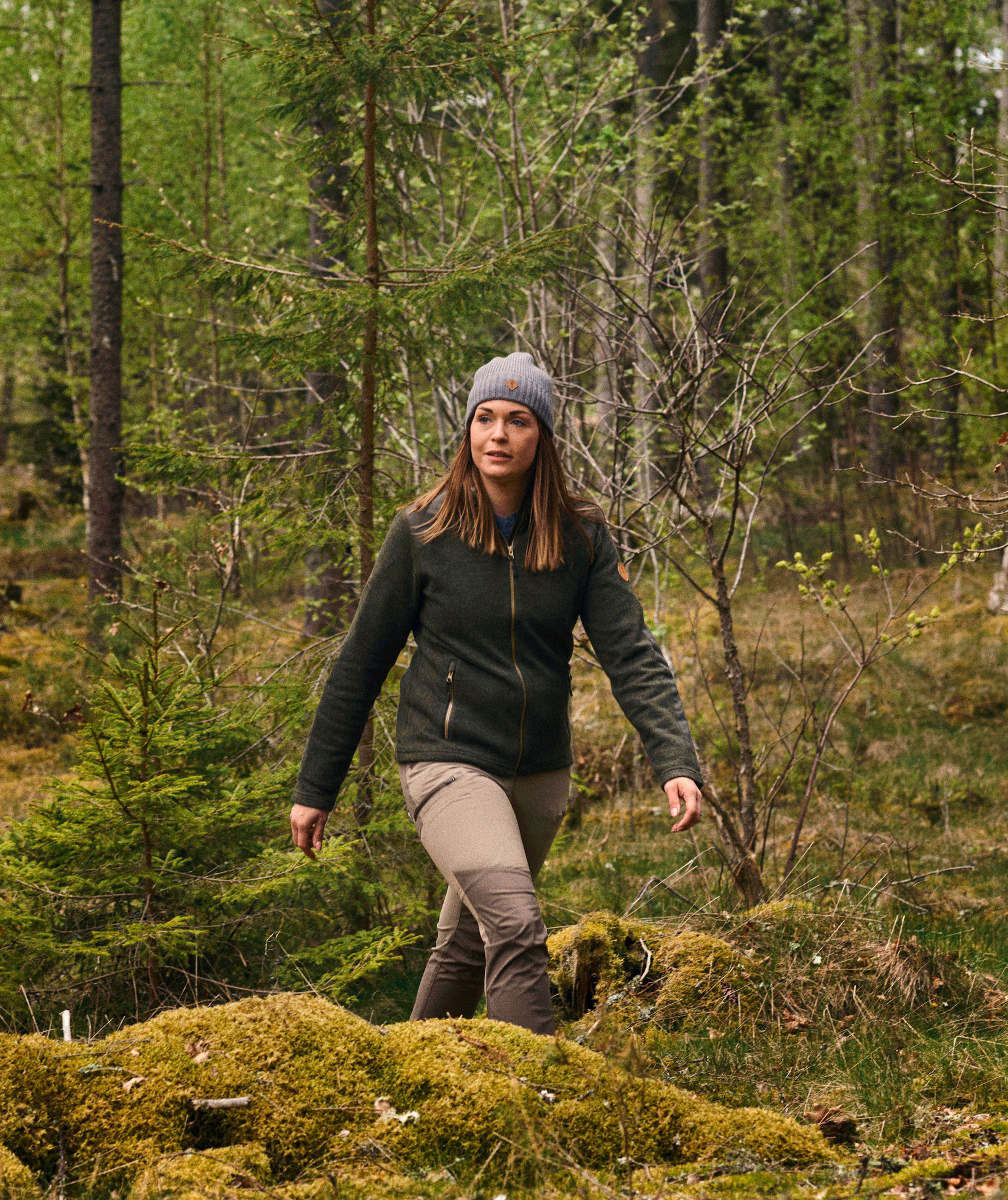 Pinewood&nbsp;Lappland filtet dame uld cardigan, Green Melange, large image number 7