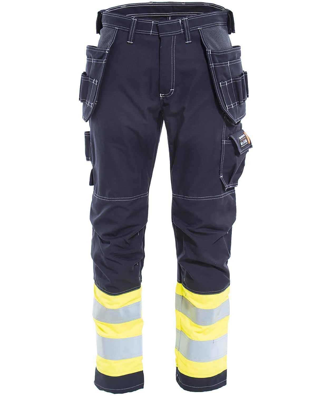 Tranemo Tera TX h&aring;ndverkerbukse, Marine/Hi-Vis gul