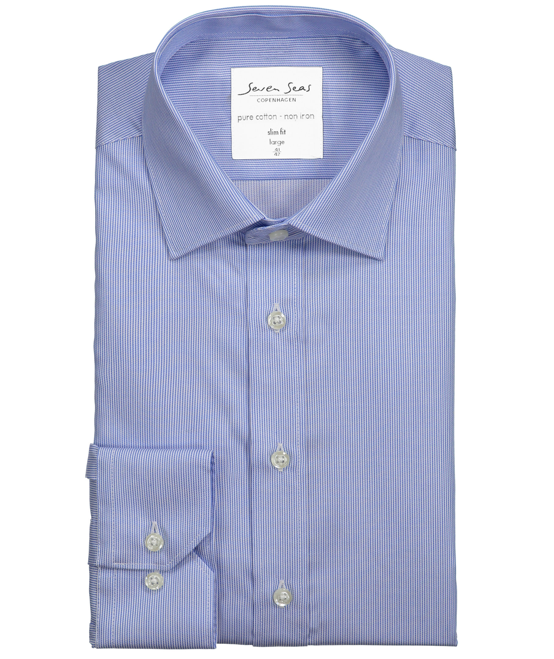 Seven Seas Fine Twill California Slim fit shirt, Light Blue, large image number 4