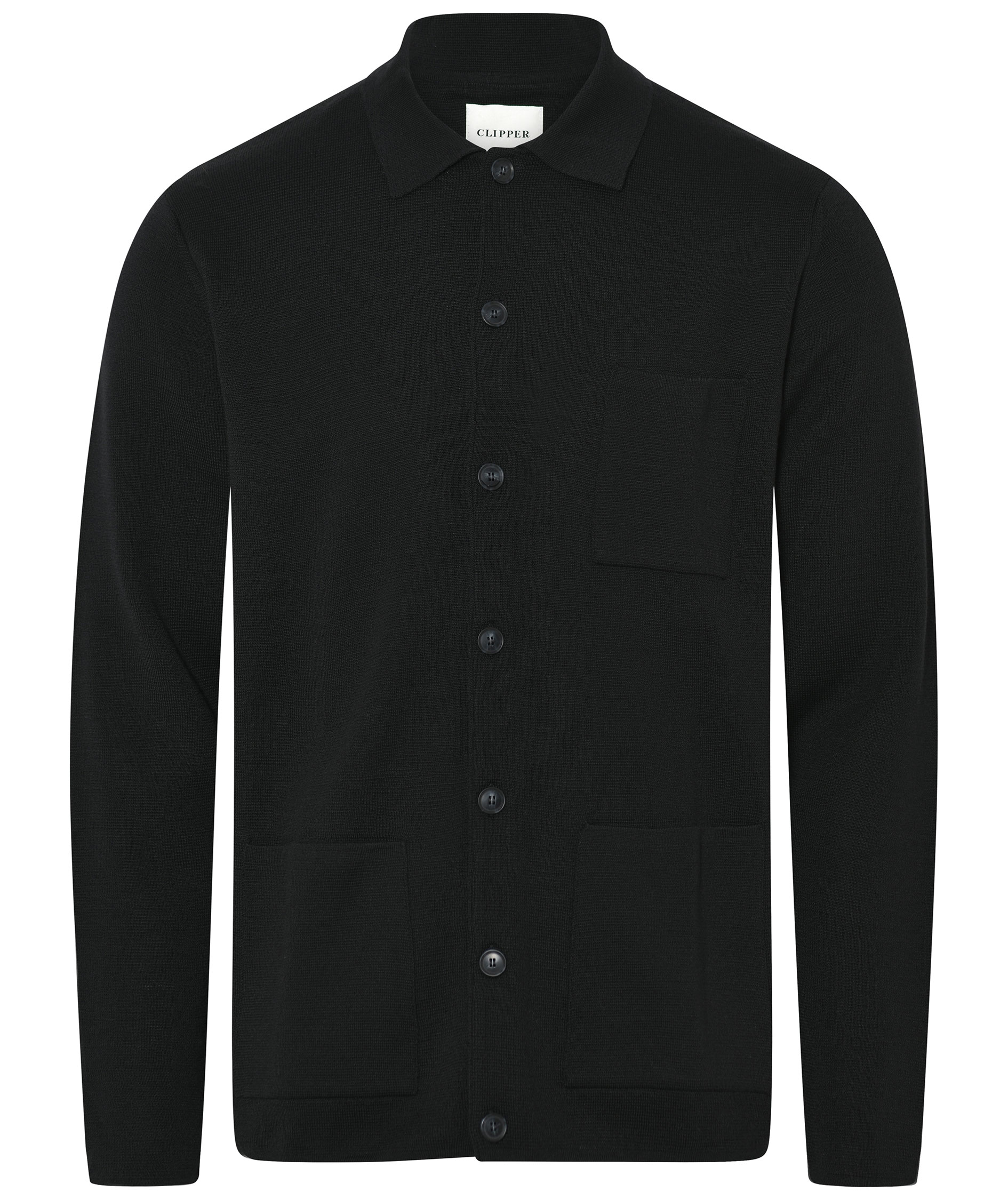 Clipper Manchester cardigan med knapper, Sort