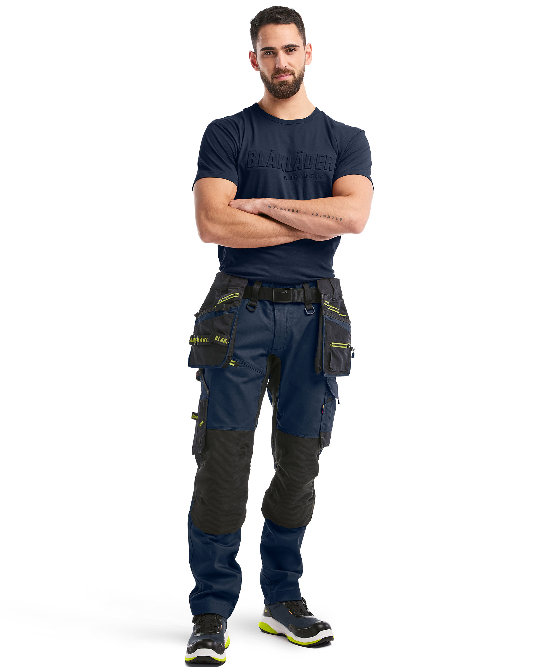 Bl&aring;kl&auml;der Striker Handwerkerhose, Dunkel Marine/Hi-Vis Gelb, large image number 1