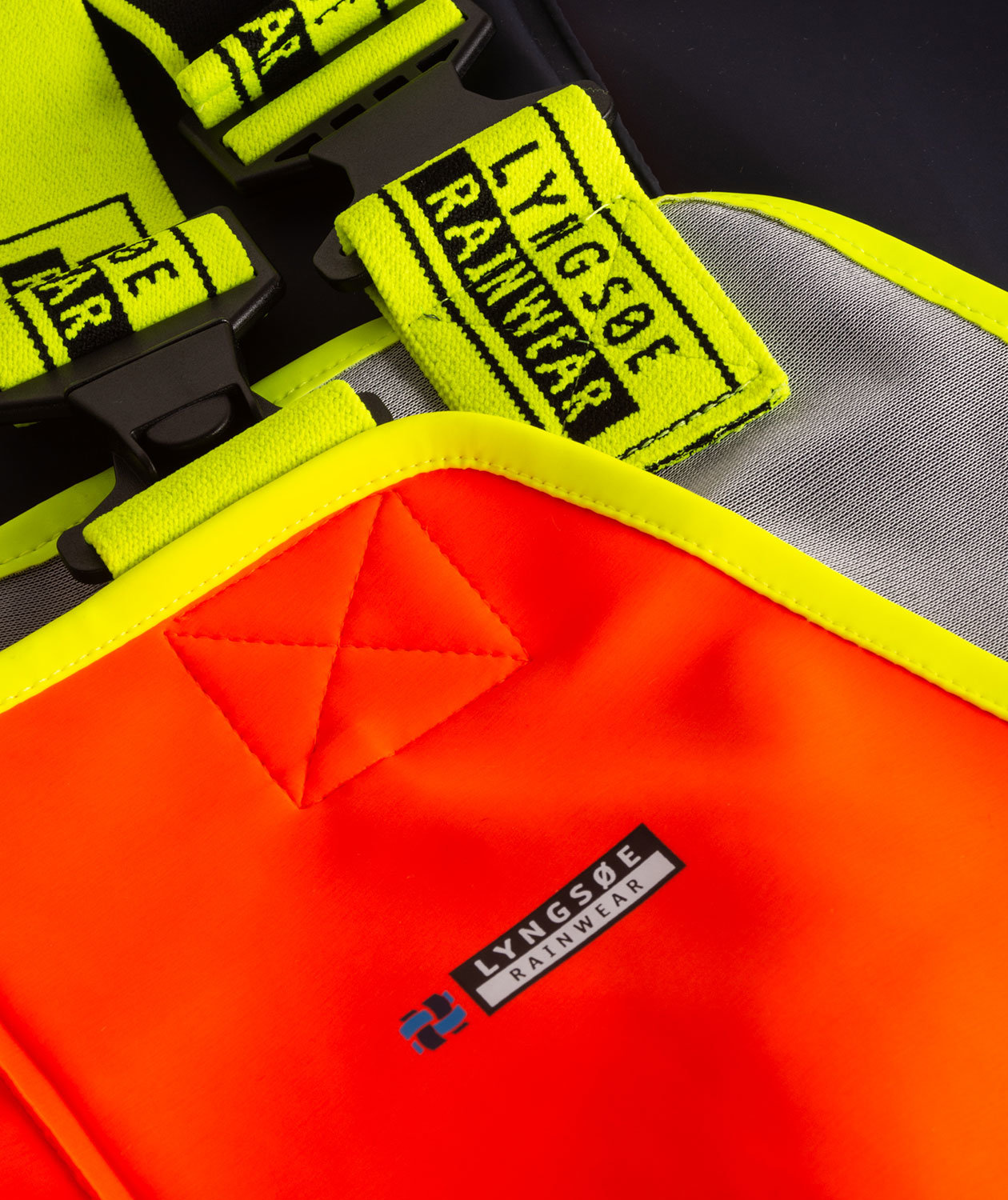 Lyngs&oslash;e PVC rain bib and brace, Hi-vis Orange/Marine, large image number 4
