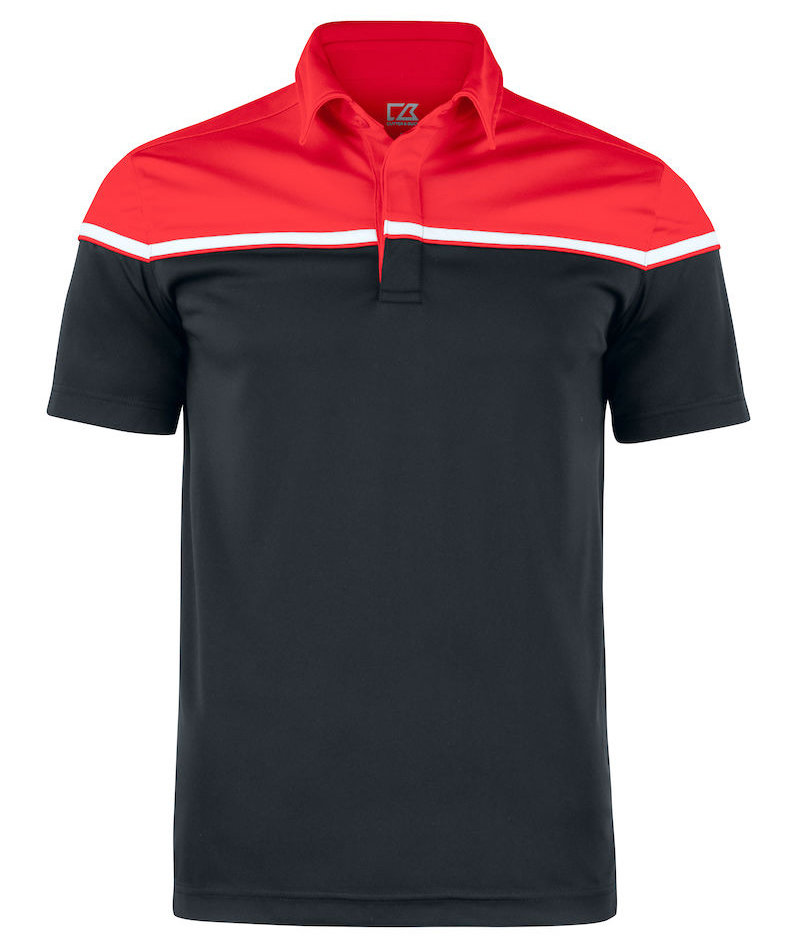 Cutter & Buck Seabeck polo T-shirt, Sort/R&oslash;d, large image number 0