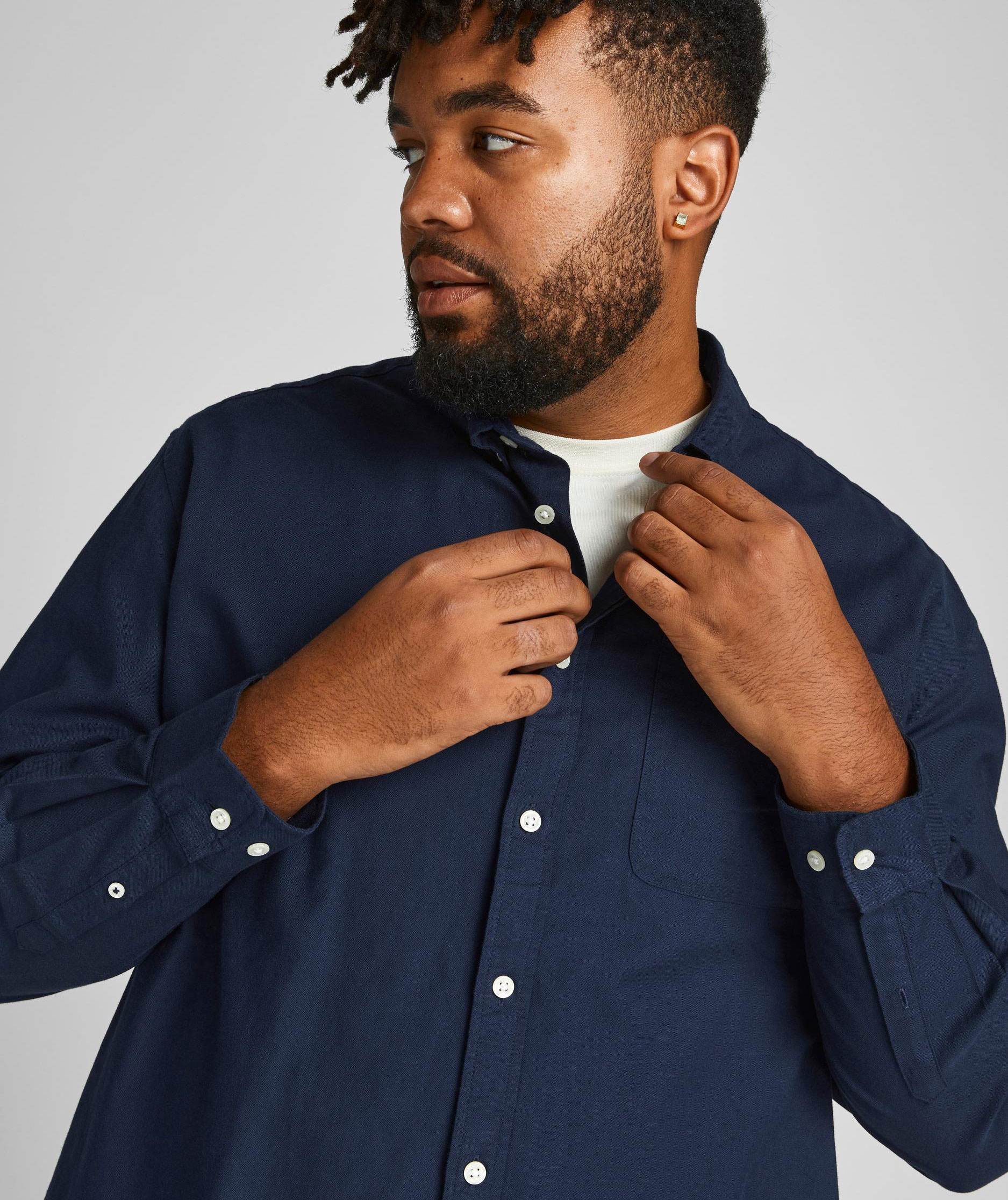 Jack & Jones JJEOXFORD Plus Size Regular Fit Hemd, Navy Blazer, large image number 7