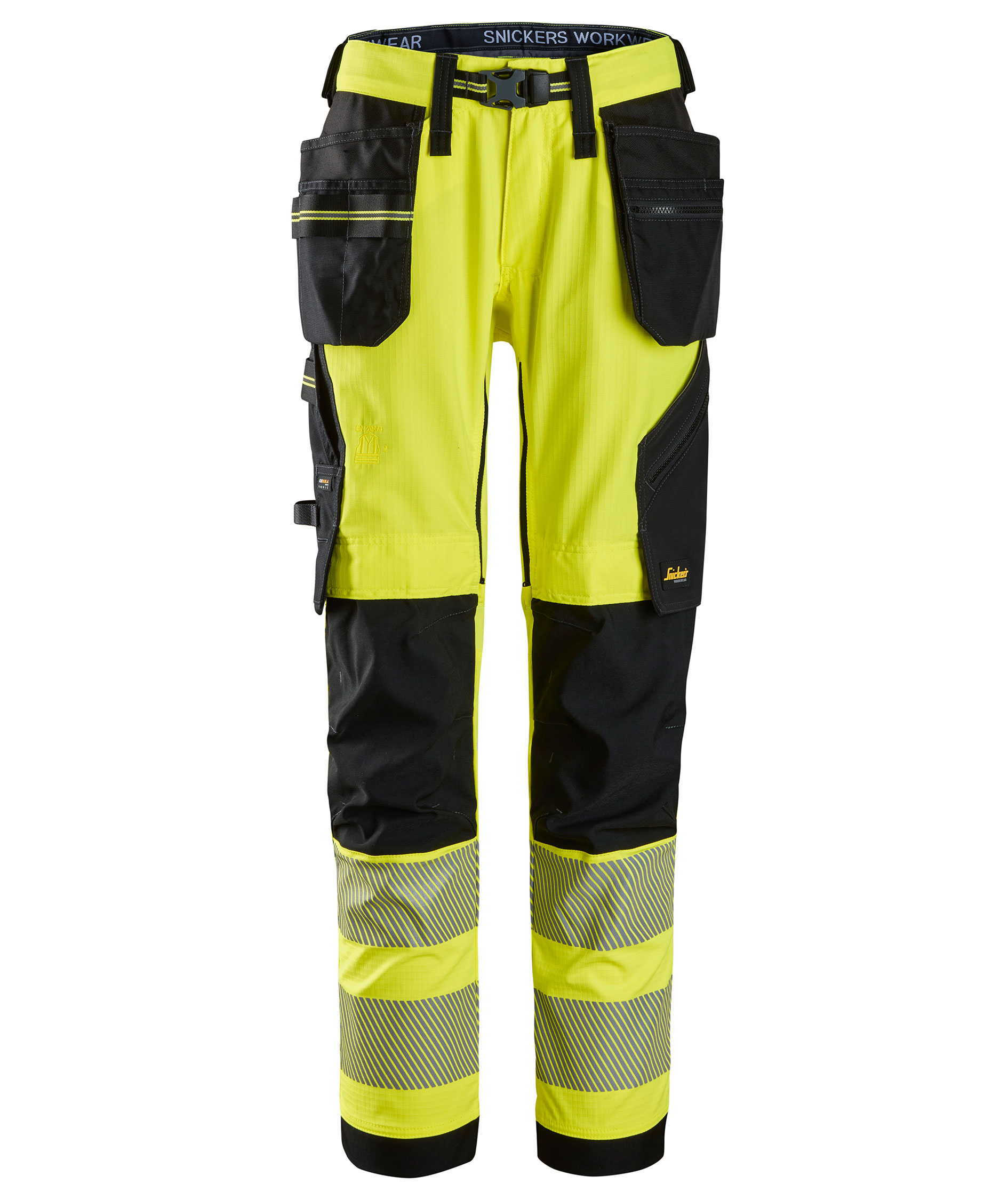 Snickers h&aring;ndv&aelig;rkerbukser 6943, Hi-vis Gul/Sort