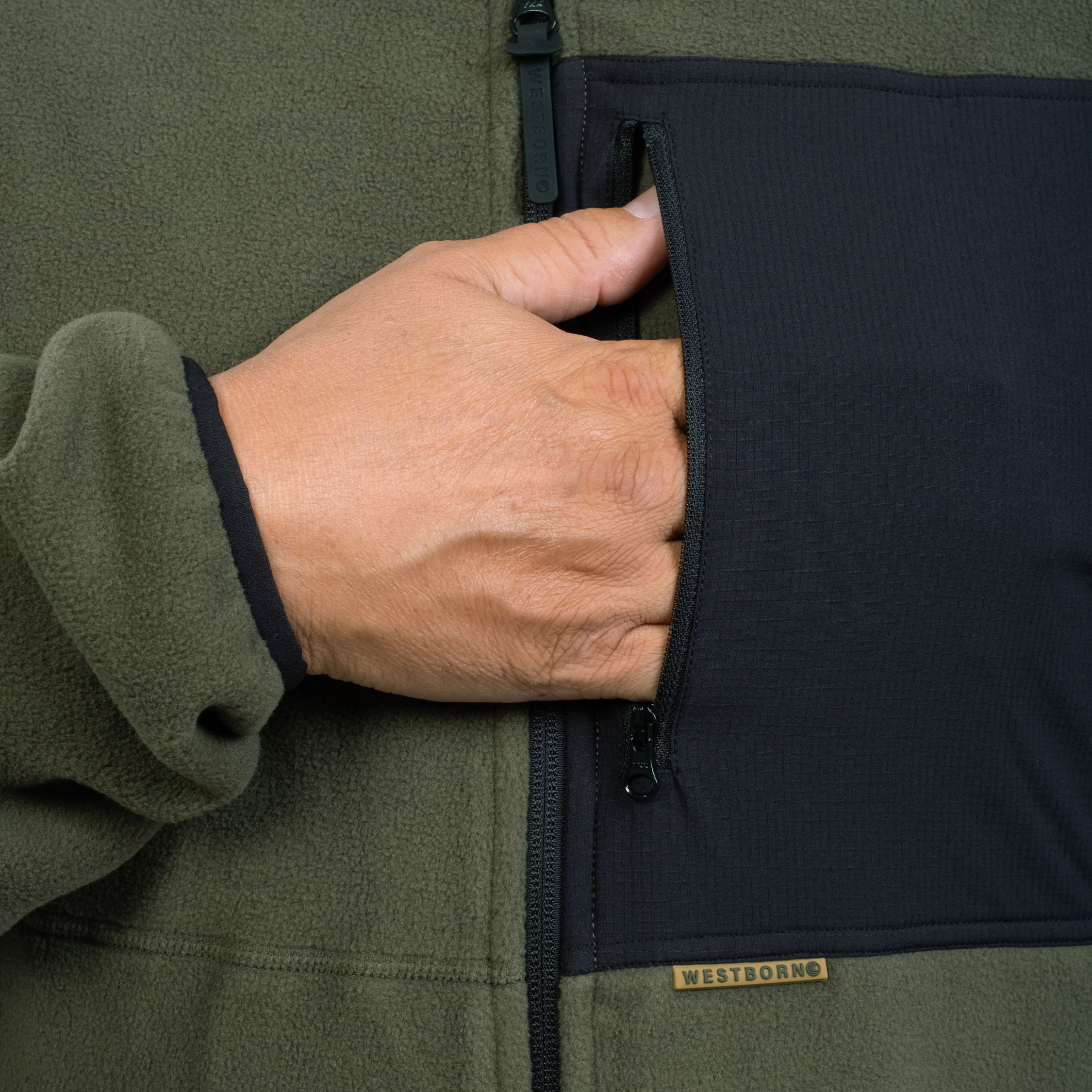 Westborn microfleece jakke, Dusty Olive, large image number 6