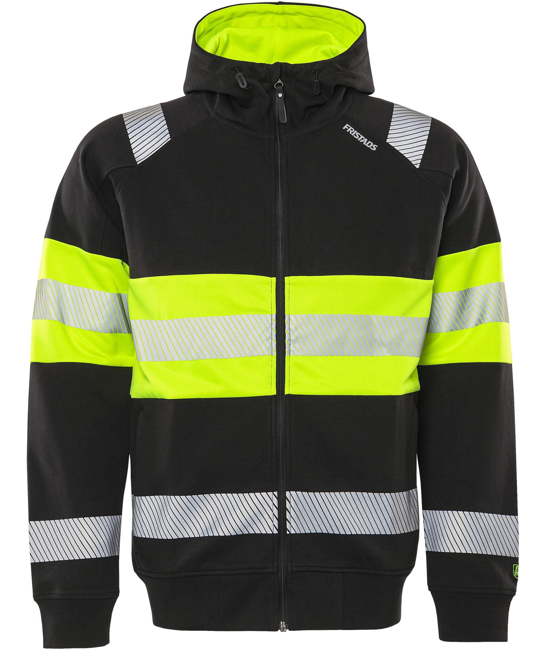 Fristads hoodie med dragkedja 7532 GKC, Varsel Gul/Svart