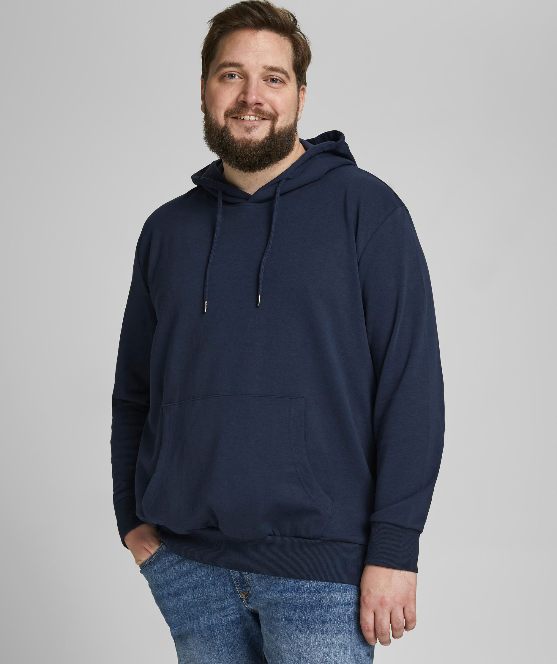 Jack & Jones JJEBASIC Plus Size Hoodie, Navy Blazer