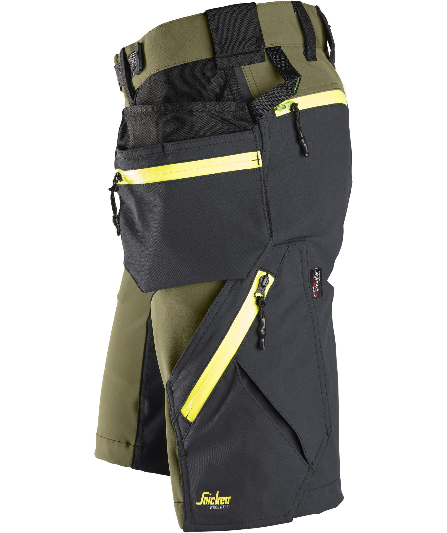 Snickers FlexiWork h&aring;ndverkershorts+ 6140, Khaki Green/Steel Grey, large image number 3