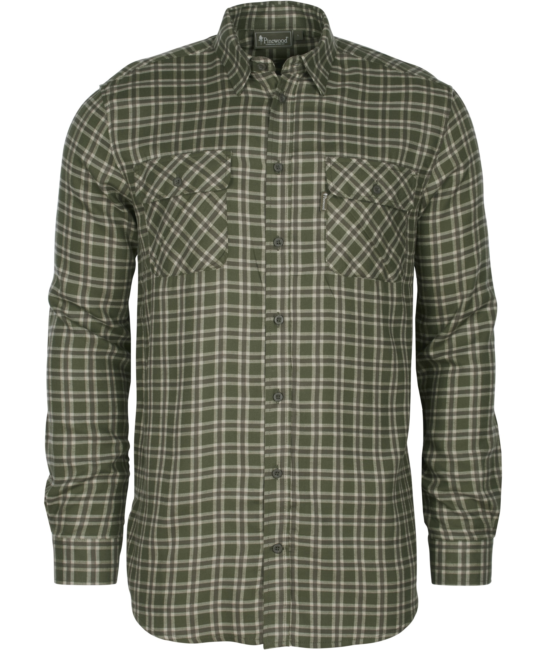 Pinewood Lappland skjorte med uld, Moss Green/Light Khaki