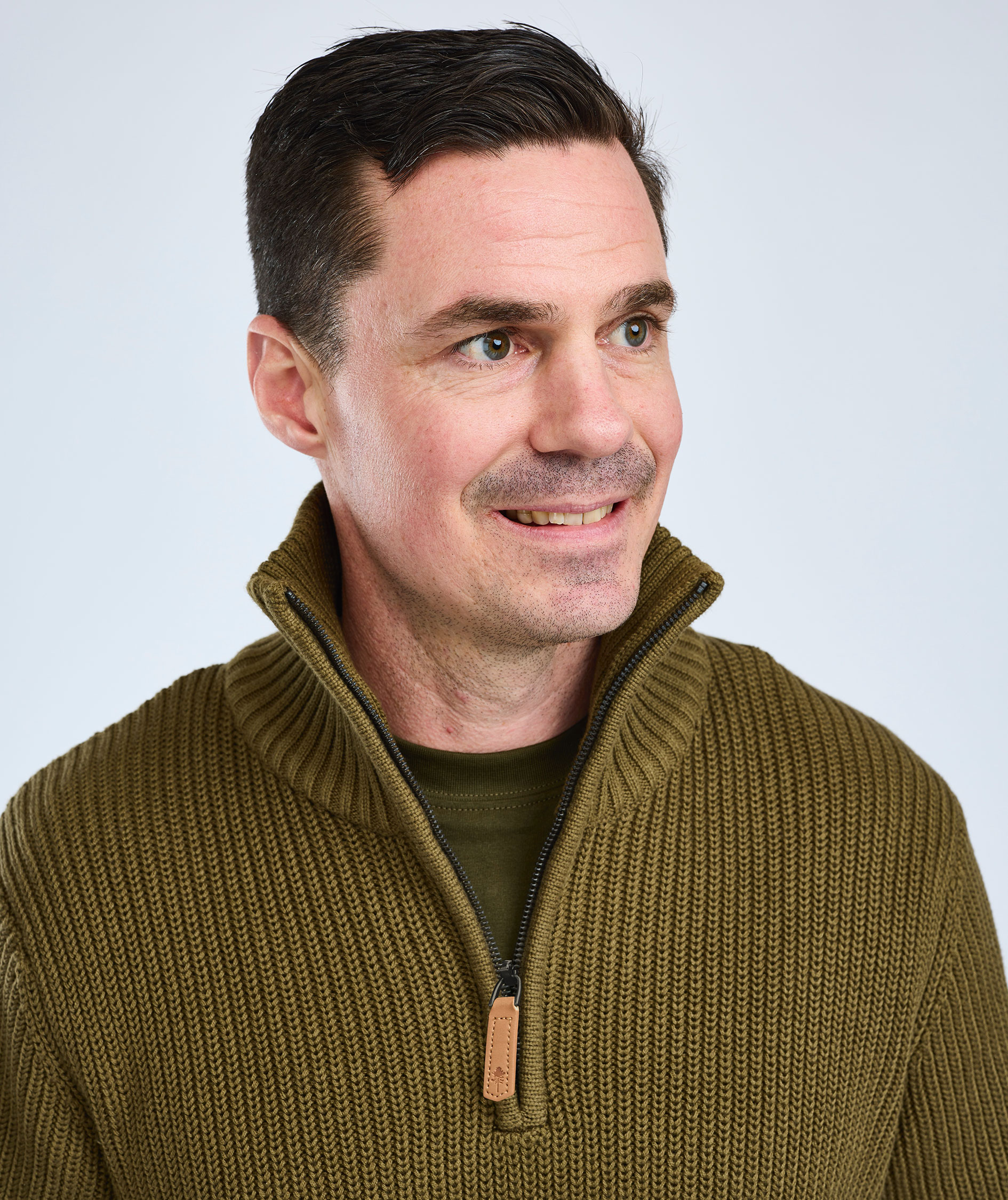 Pinewood Philip strik half zip, Olive green, large image number 4
