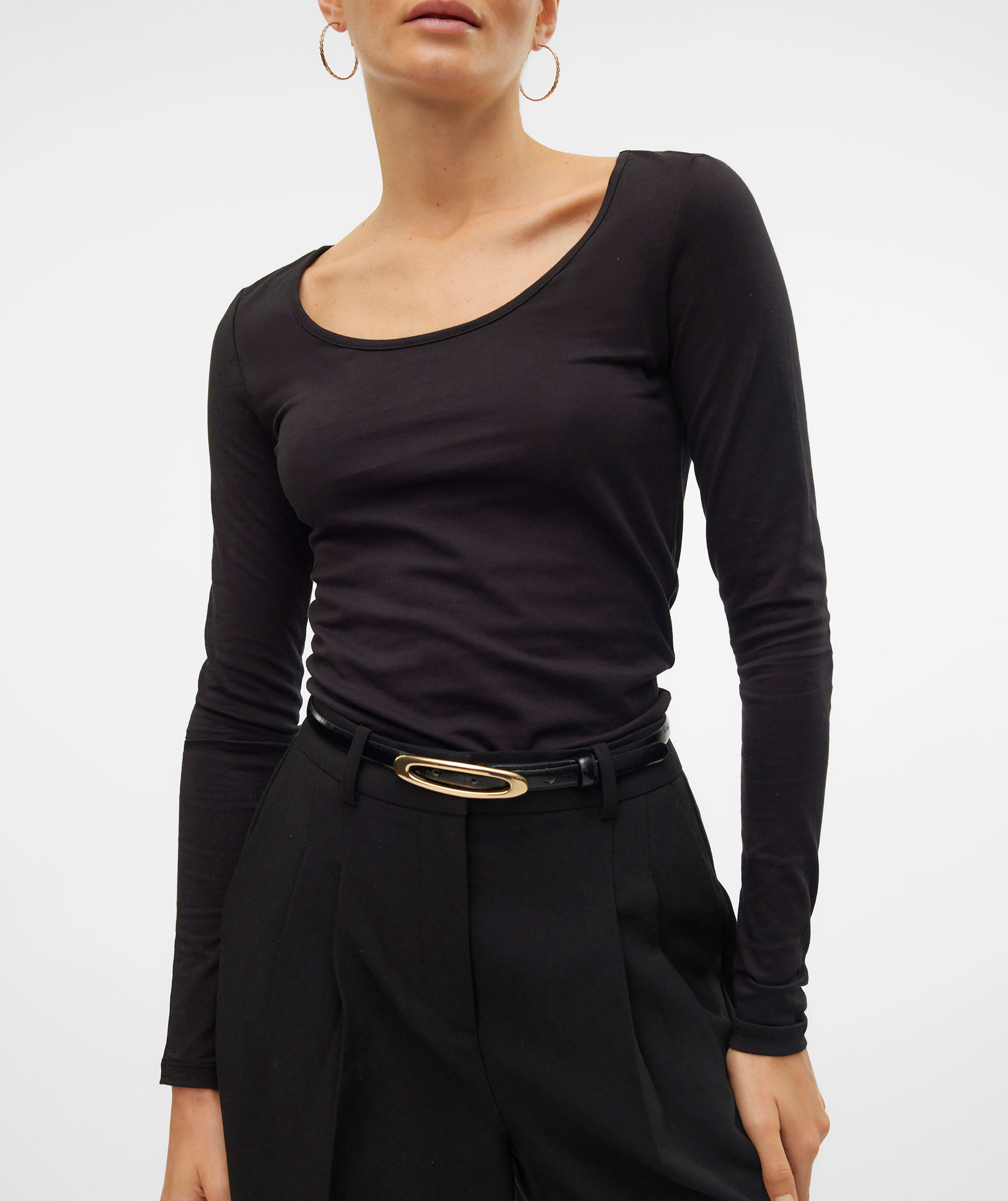 Vero Moda VMMAXI MY SOFT langermet dame T-skjorte, Black, large image number 4