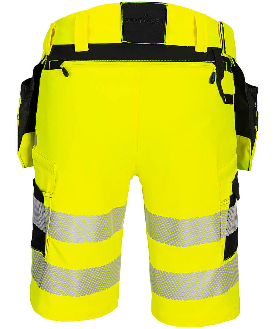 Portwest DX4 hantverksshorts full stretch, Varsel Gul/Svart