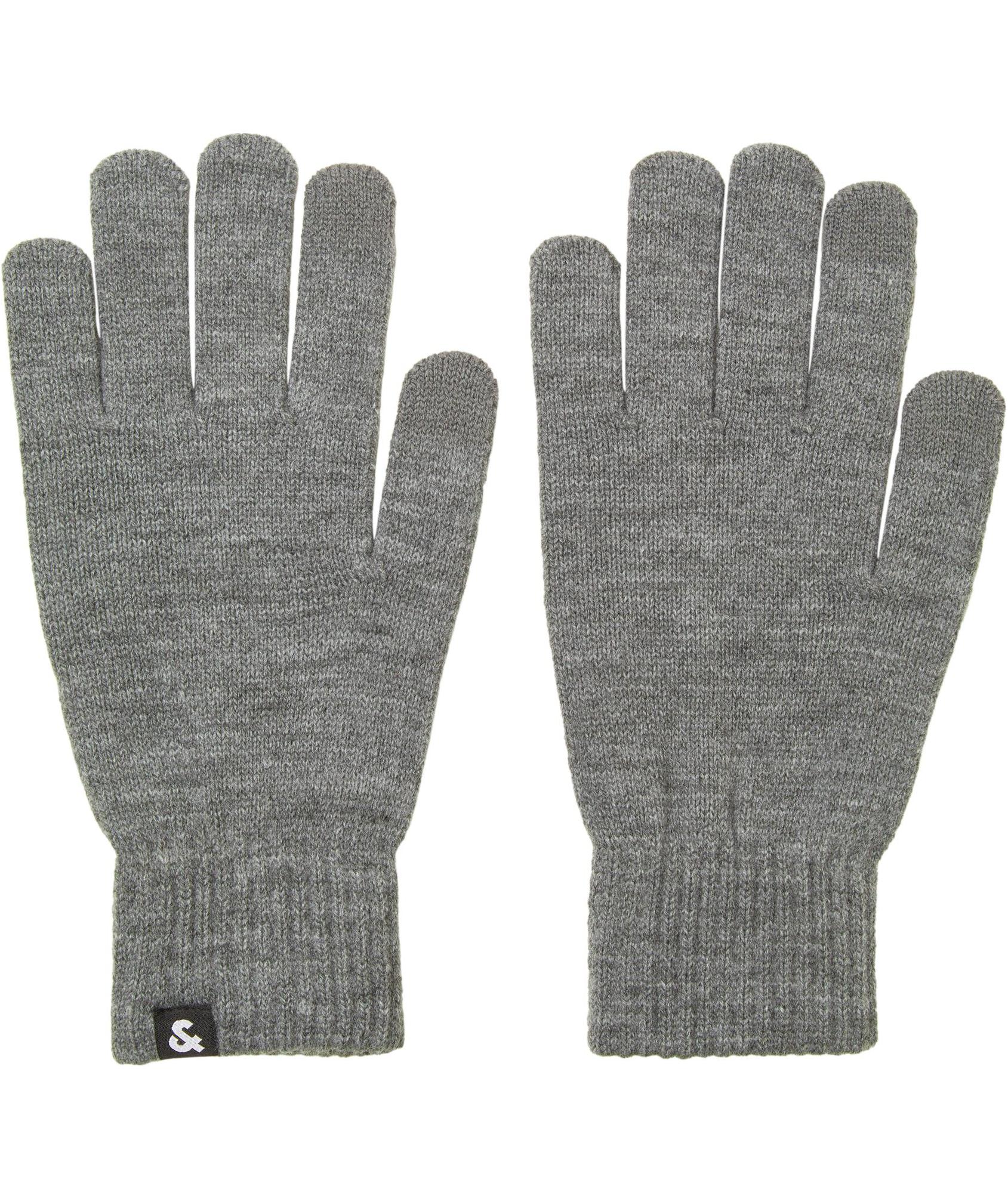 Jack & Jones JACBARRY stickade handskar, Grey melange