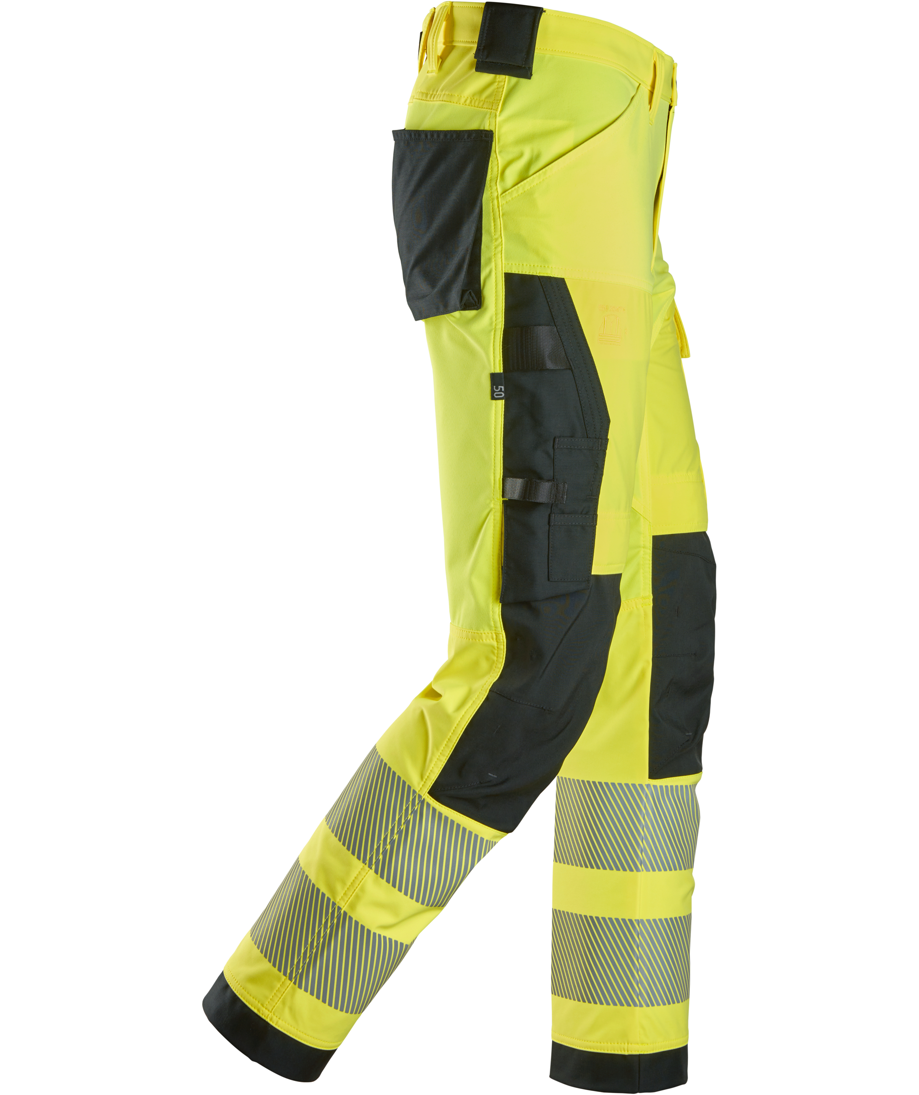 Snickers arbejdsbukser 6336 full stretch, Hi-vis Gul/Sort, large image number 2