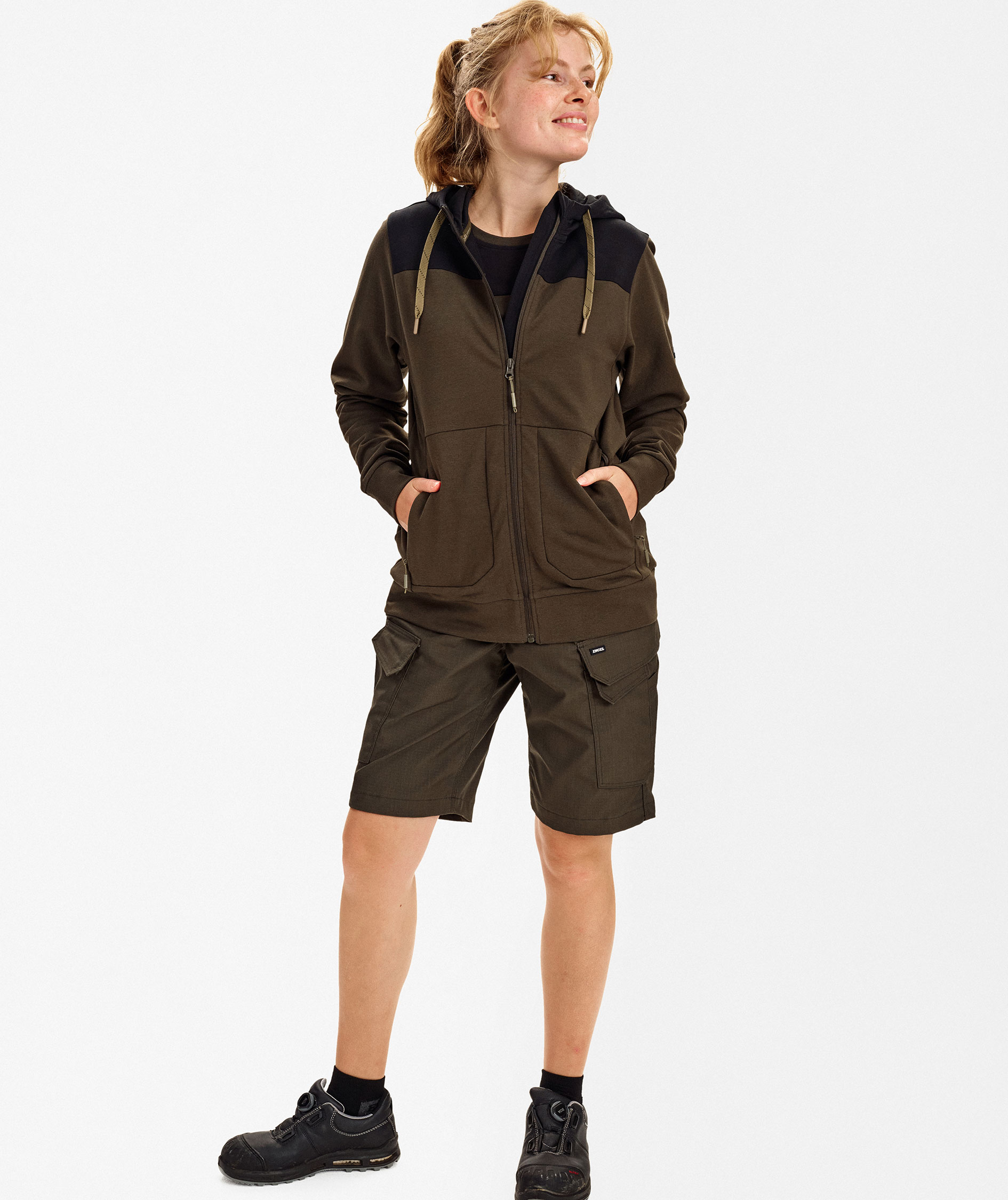 Engel Entire hoodie med dragkedja dam, Forest Green/Black, large image number 2