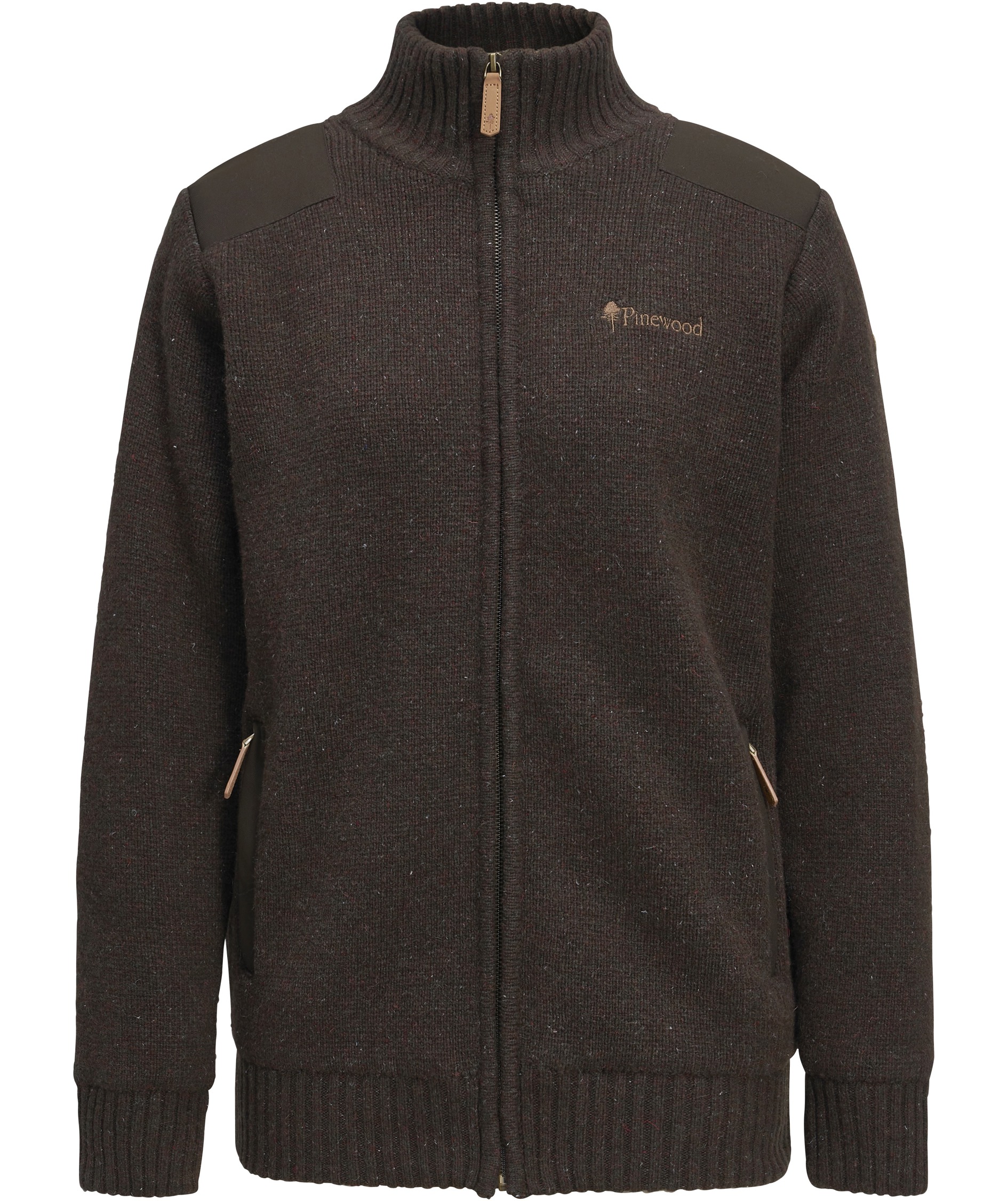 Pinewood Hurricane dame cardigan med uld, Dark brown melange
