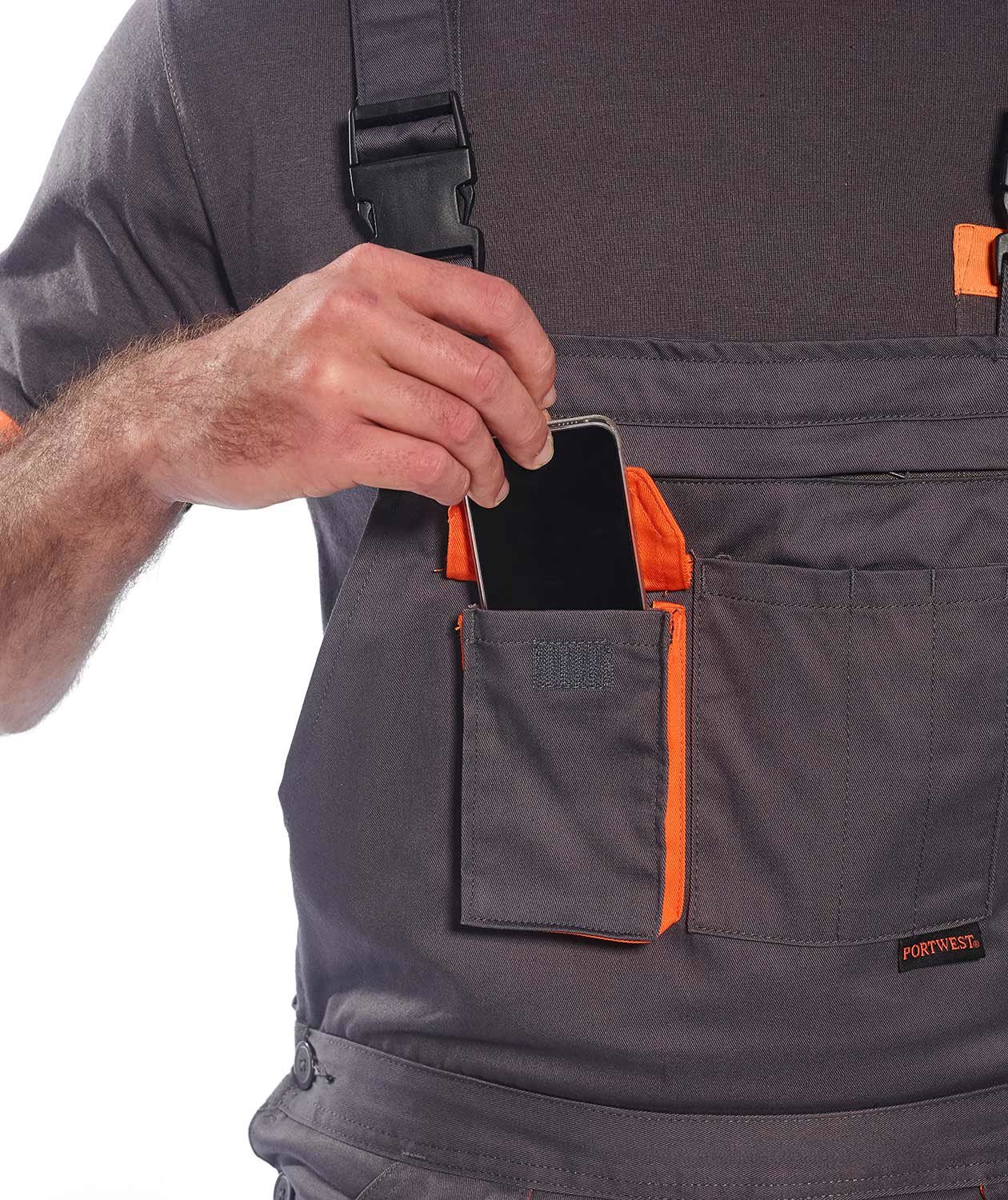 Portwest Texo arbetsh&auml;ngselbyxa, Gr&aring;/orange, large image number 3