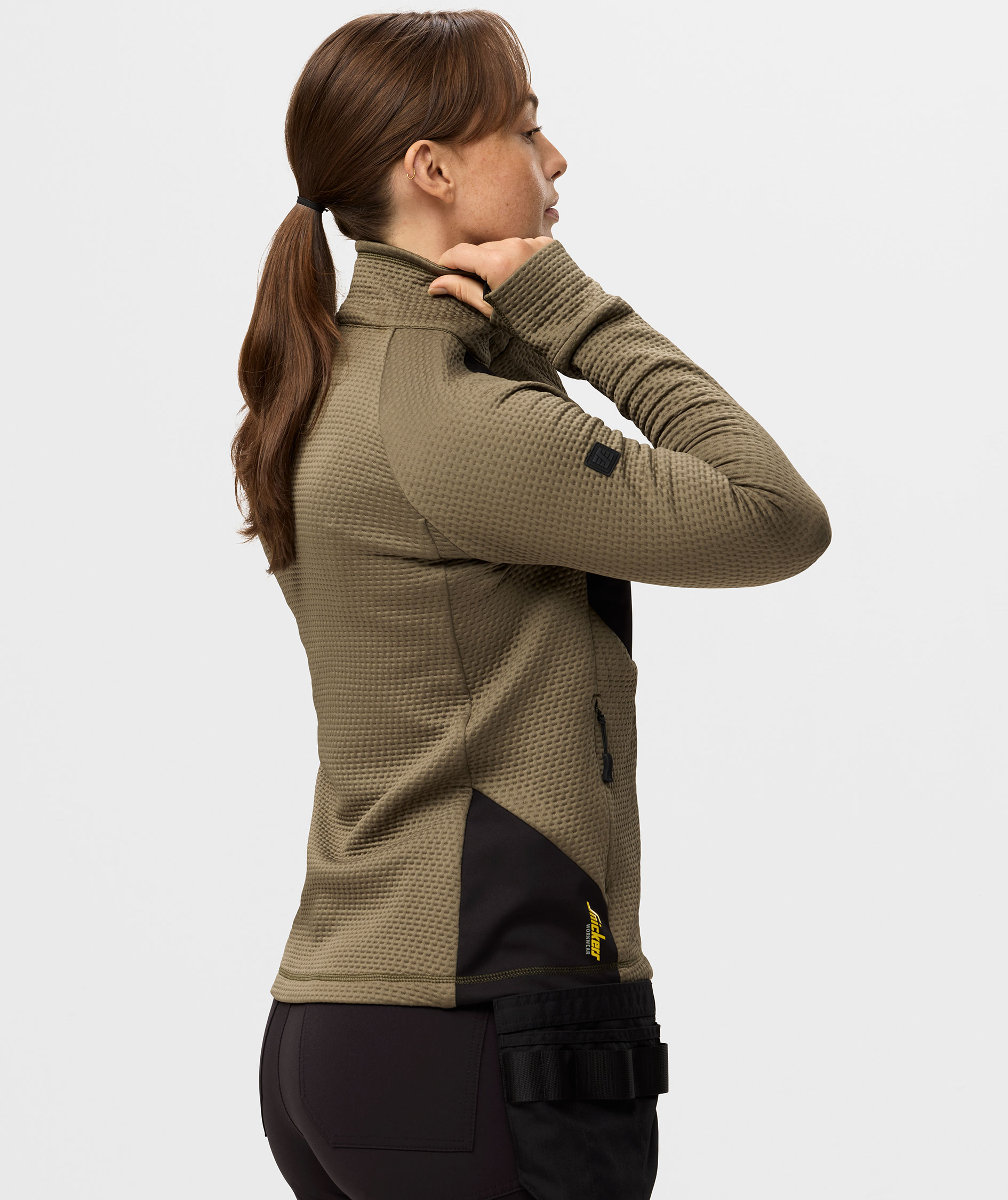 Snickers FlexiWork women's cardigan 8407, Khaki Green/Black, large image number 4