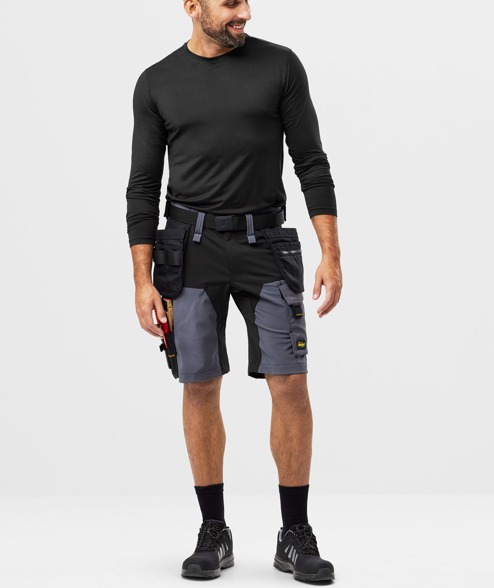 Snickers AllroundWork h&aring;ndv&aelig;rkershorts 6175 full stretch, Steel Grey/Black, large image number 1