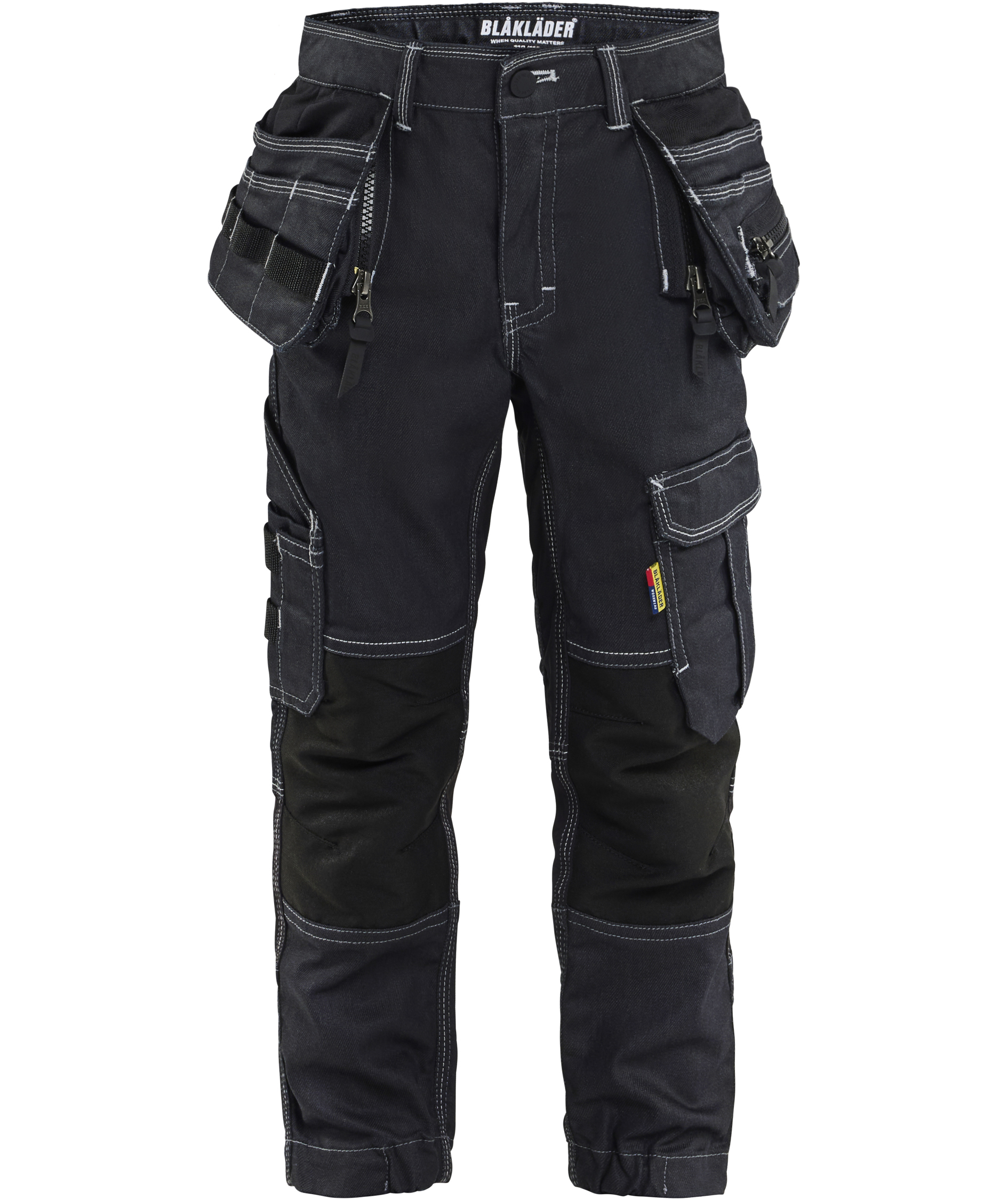 Bl&aring;kl&auml;der hantverksbyxa X1900 till barn, Marinbl&aring;/Svart