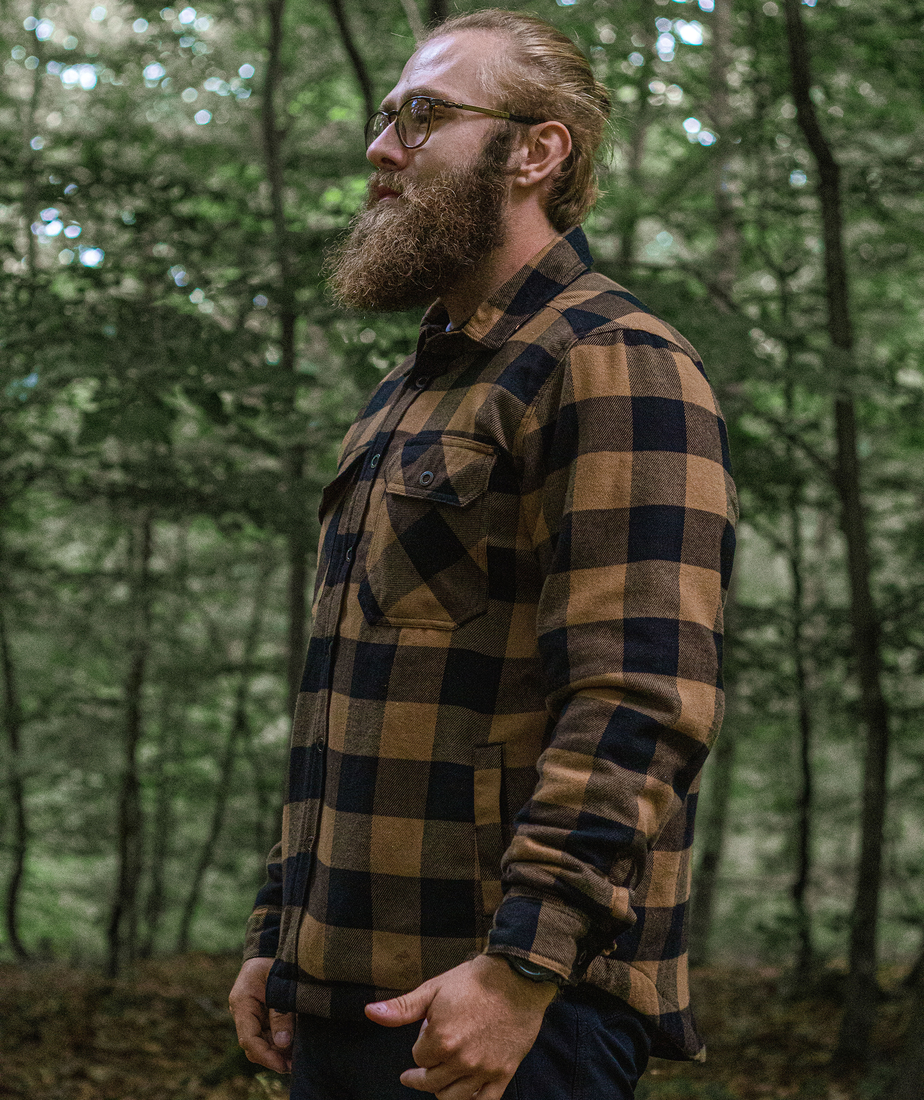 Westborn Gef&uuml;ttert Flannell Hemdjacke, Camel/Black, large image number 7