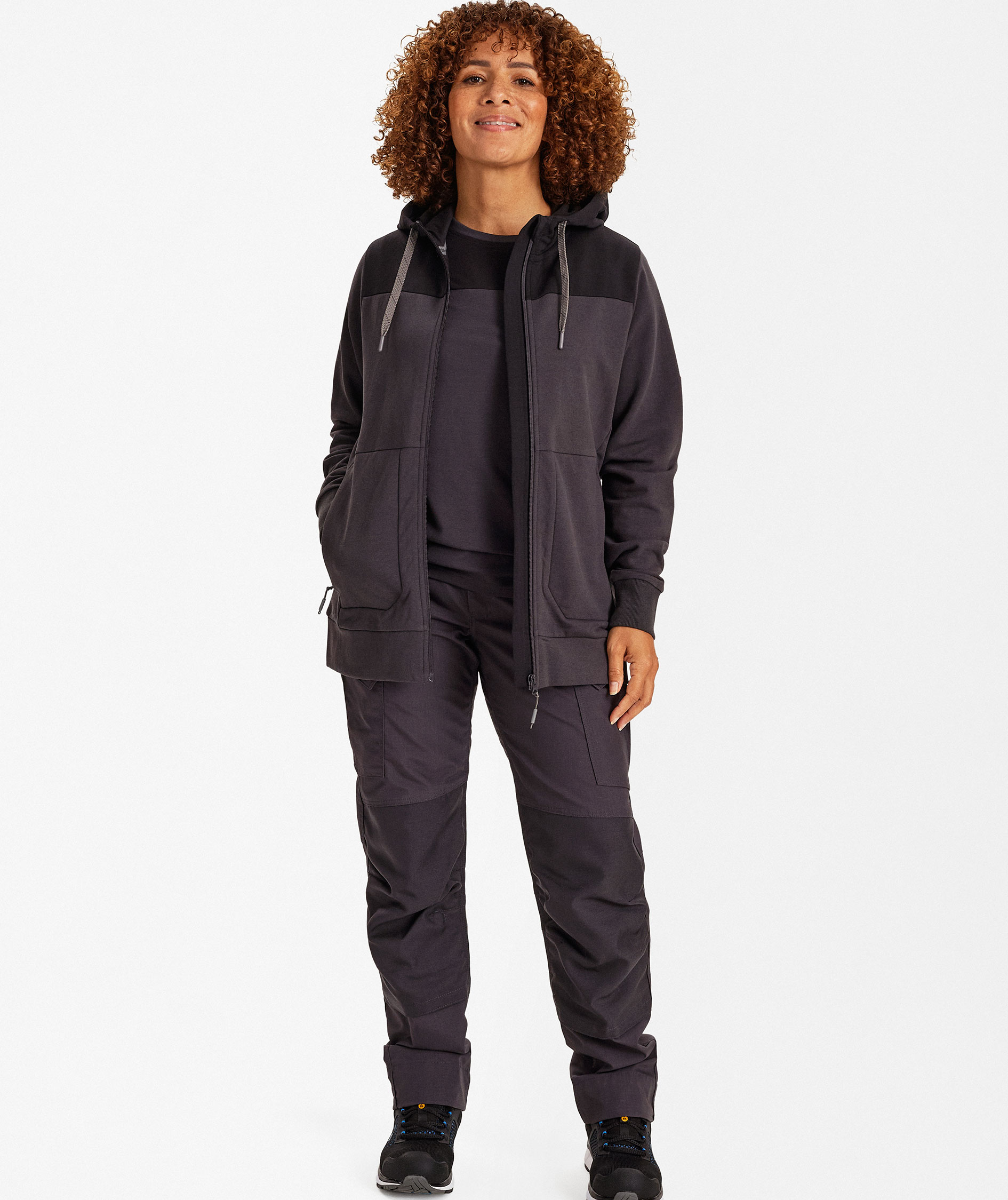 Engel Entire hoodie med dragkedja dam, Anthracite Grey/Black, large image number 2