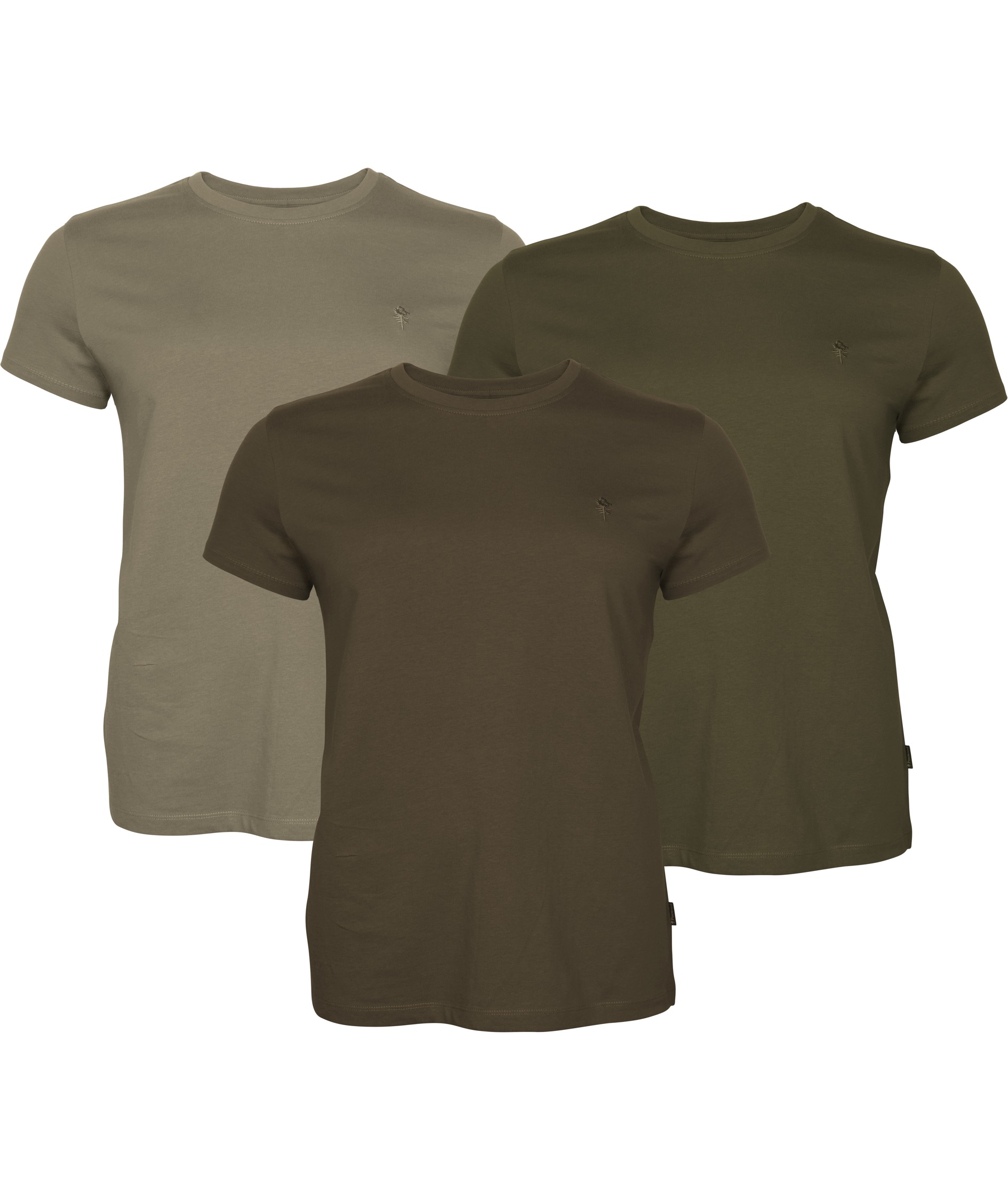 Pinewood 3-pak dame T-shirt, Green/Hunting Brown/Khaki