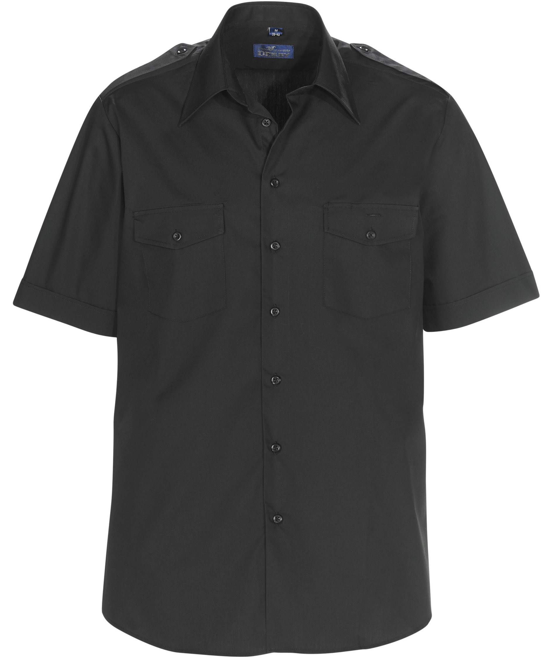 Derby of Sweden Maverick Comfort fit kort&auml;rmad pilotskjorta, Black