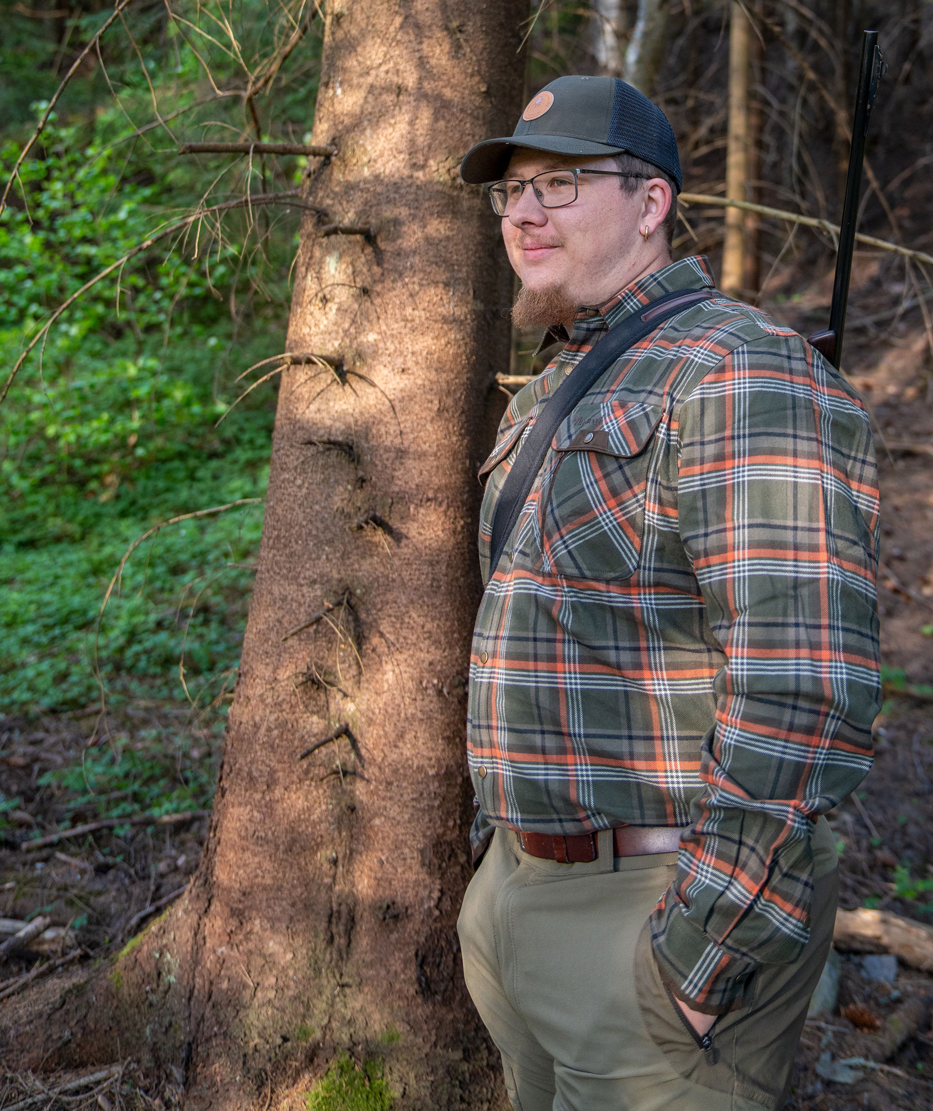 Pinewood Prestwick Exclusive skovmandsskjorte, Green/Burned Orange