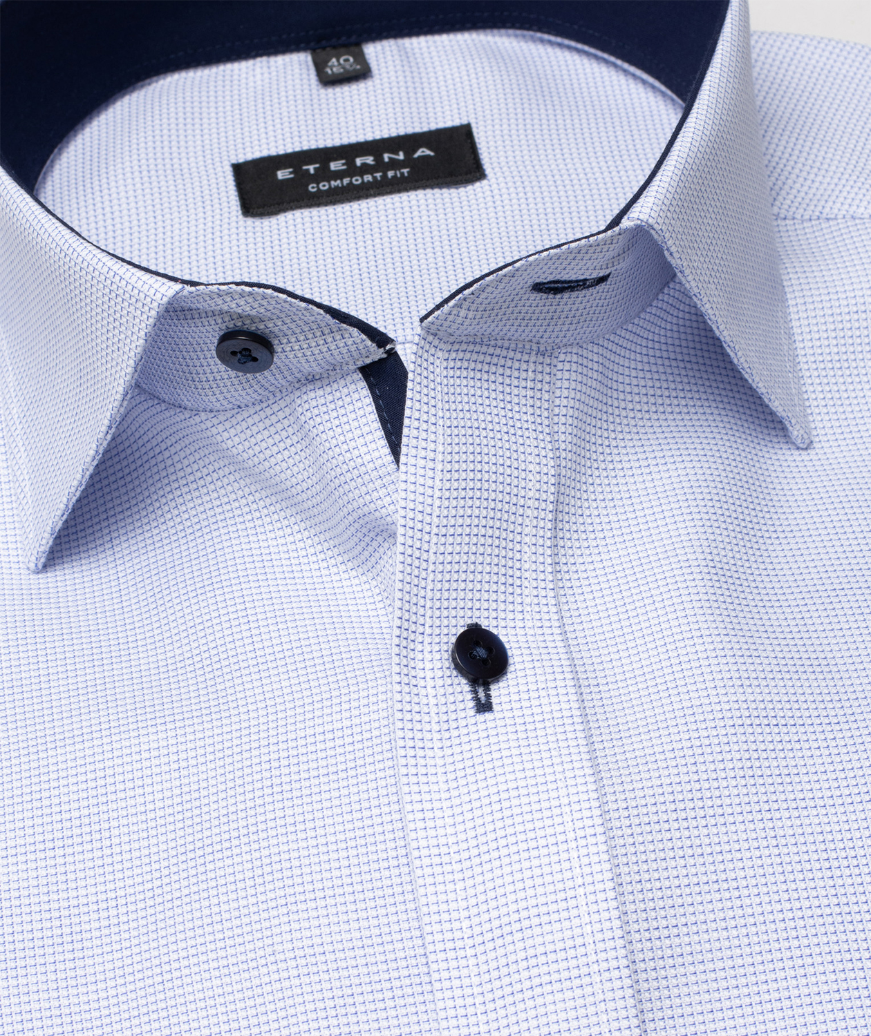 Eterna Comfort fit kort&auml;rmad skjorta Struktur, Ljus Bl&aring;, large image number 3