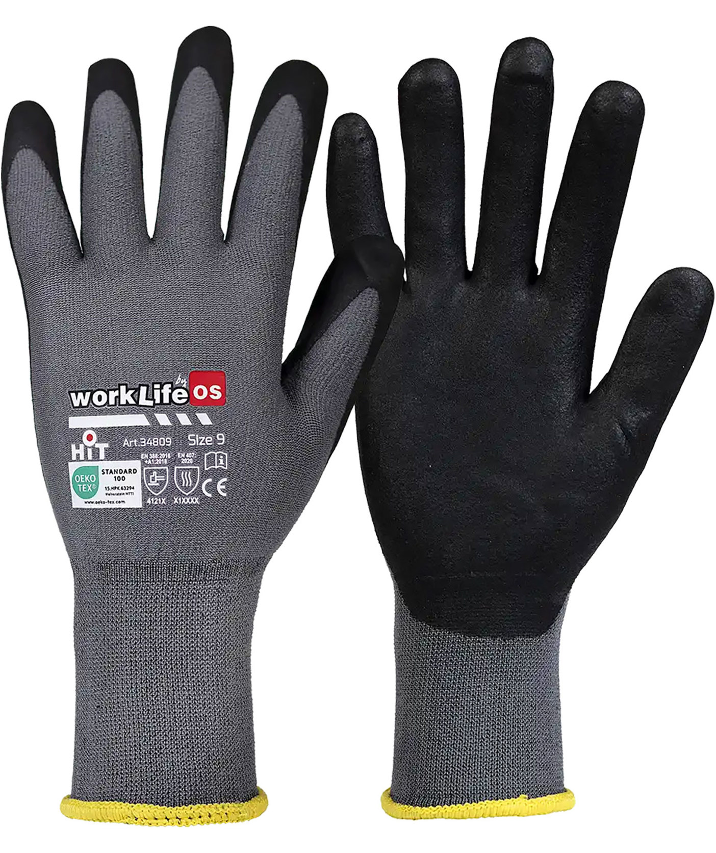 OS Worklife hit work gloves, Black/Grey, large image number 2