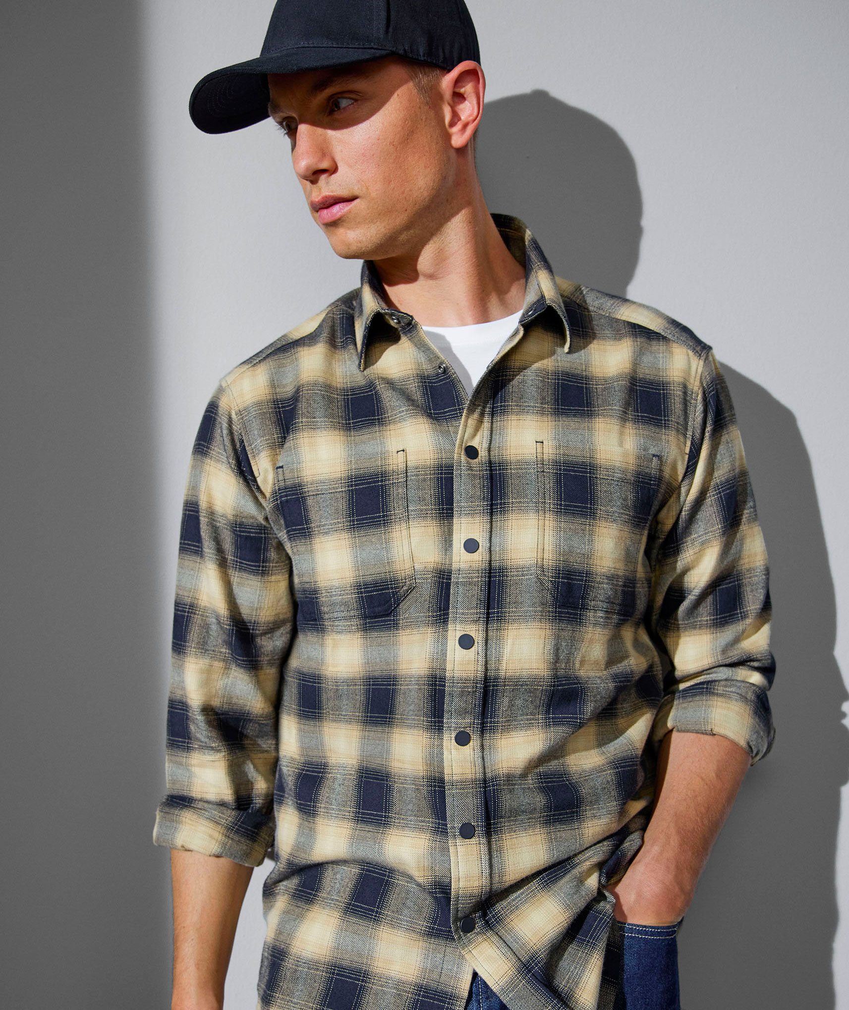 Seven Seas Regular fit flannelskjorte, Sand, large image number 1