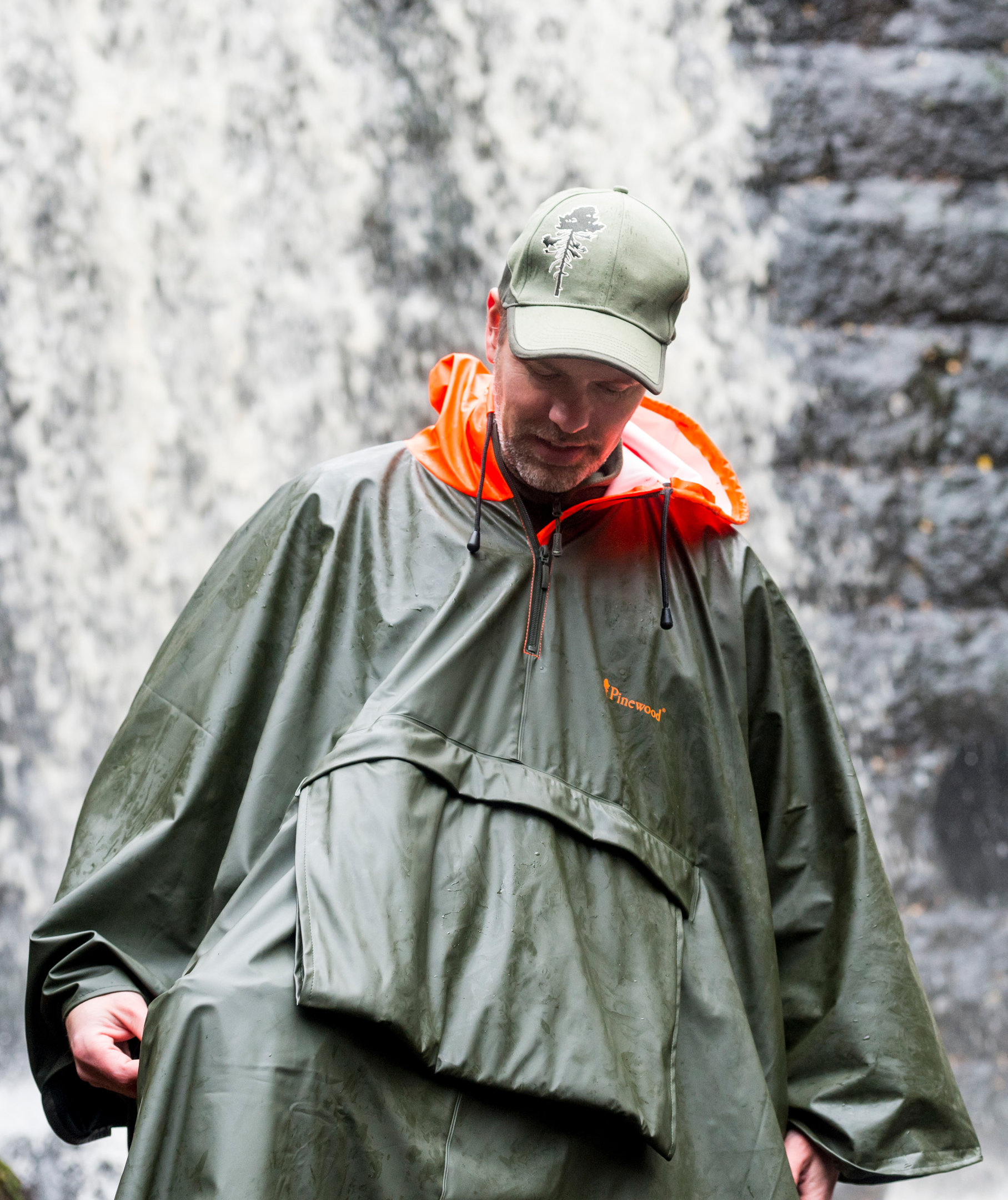 Pinewood Gustav regnponcho, Gr&oslash;n/Orange