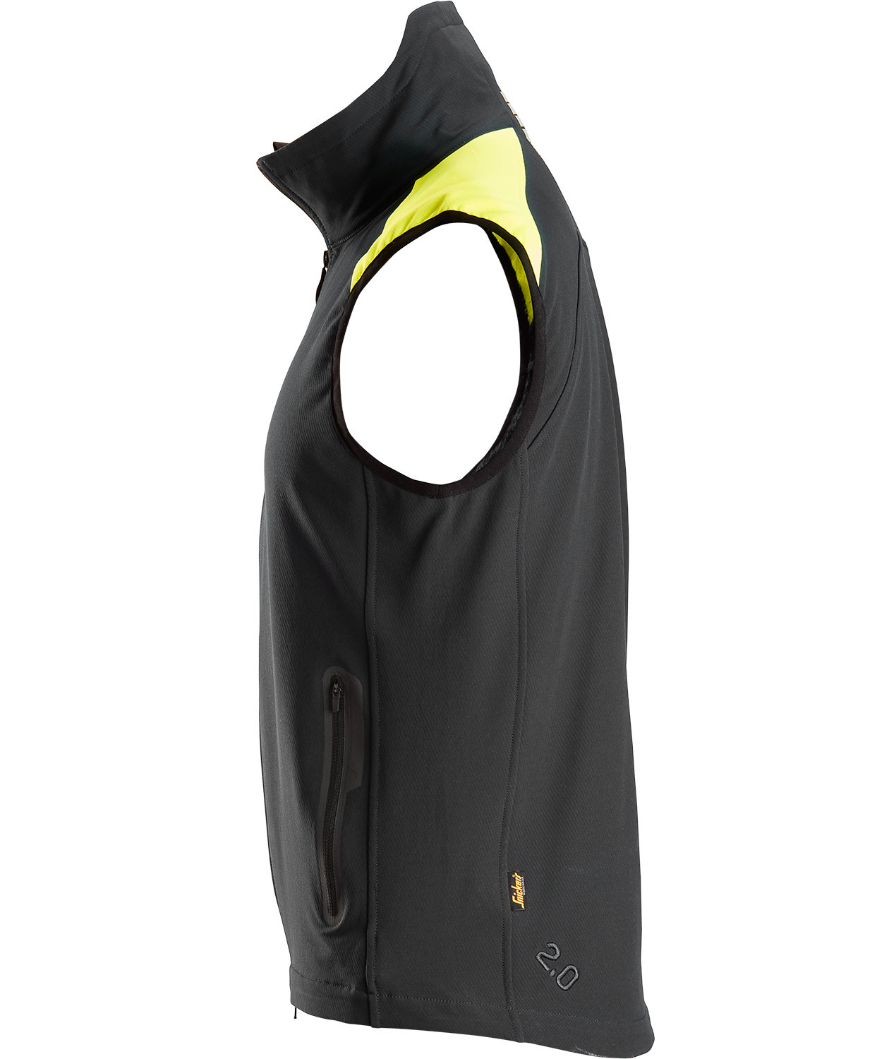 Snickers FlexiWork vest full stretch, Sort/Neon Gul, large image number 2
