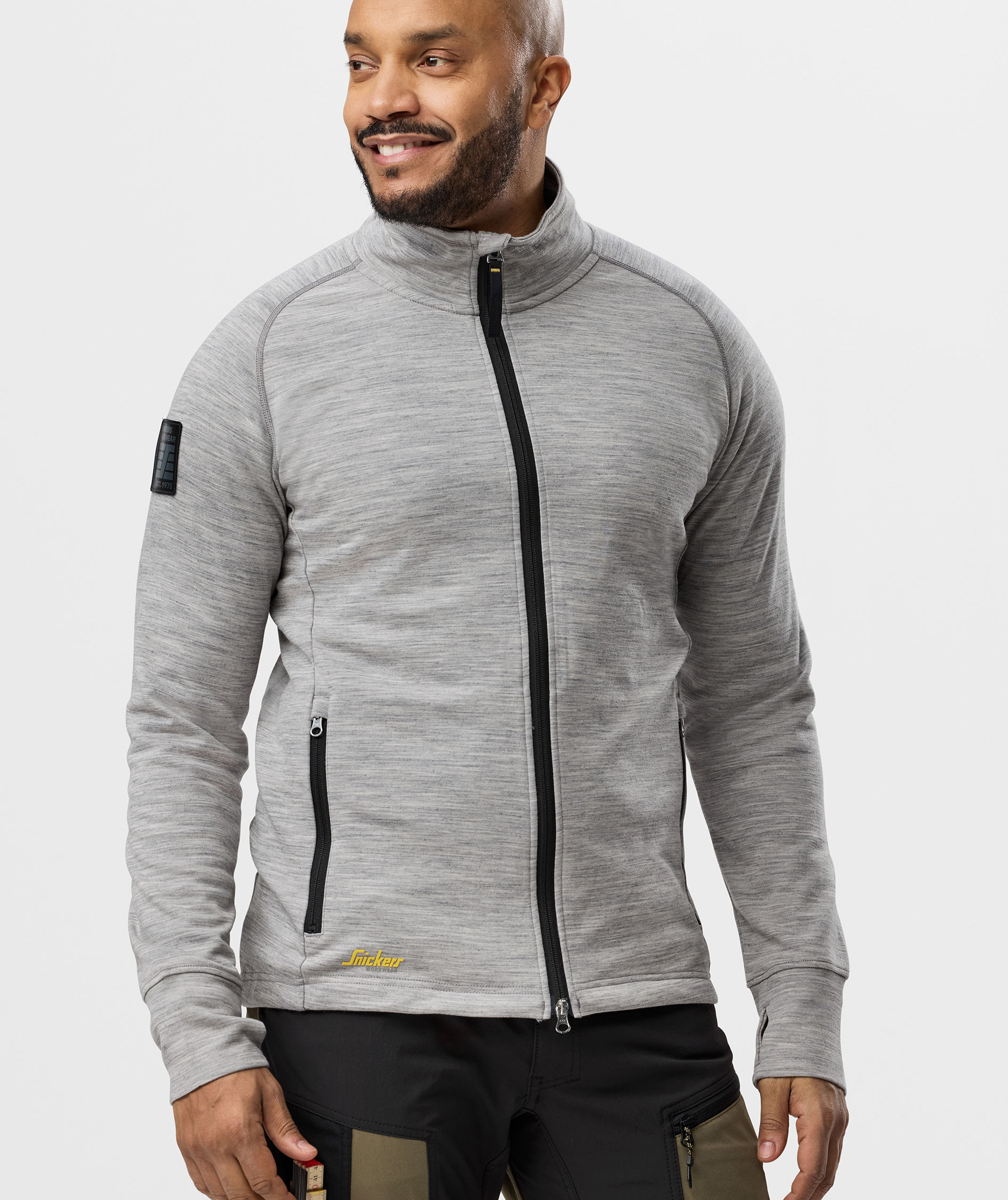 Snickers cardigan with merino wool 8451, Light grey mottled, large image number 1