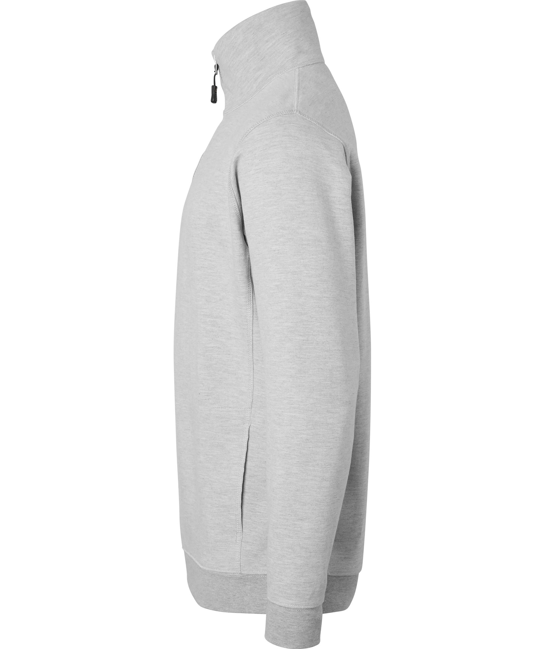 Top Swede sweatshirt med kort lynl&aring;s 0102, Ash, large image number 3