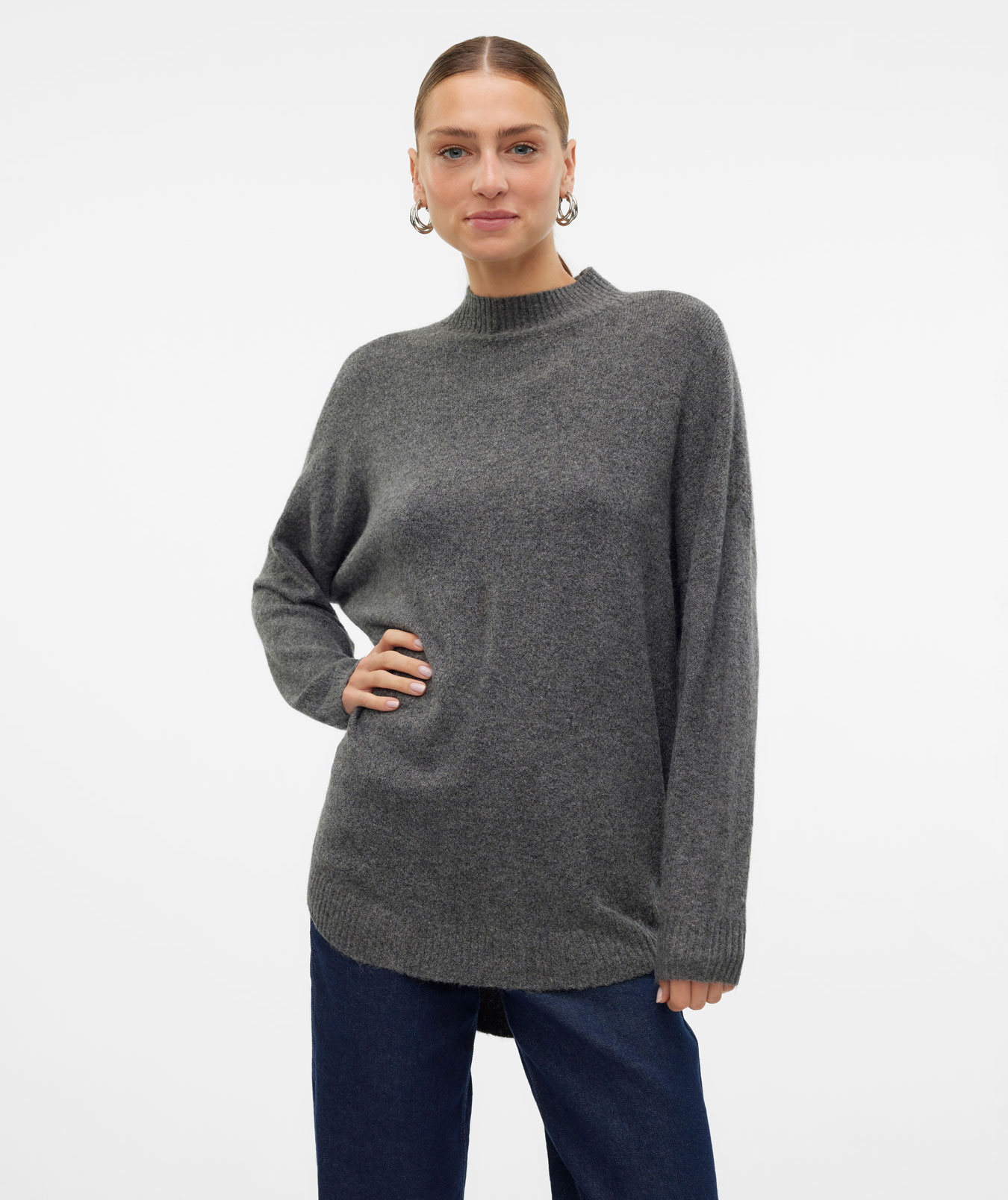 Vero Moda VAMPLAZA lang dame striktr&oslash;je, Medium Grey Melange