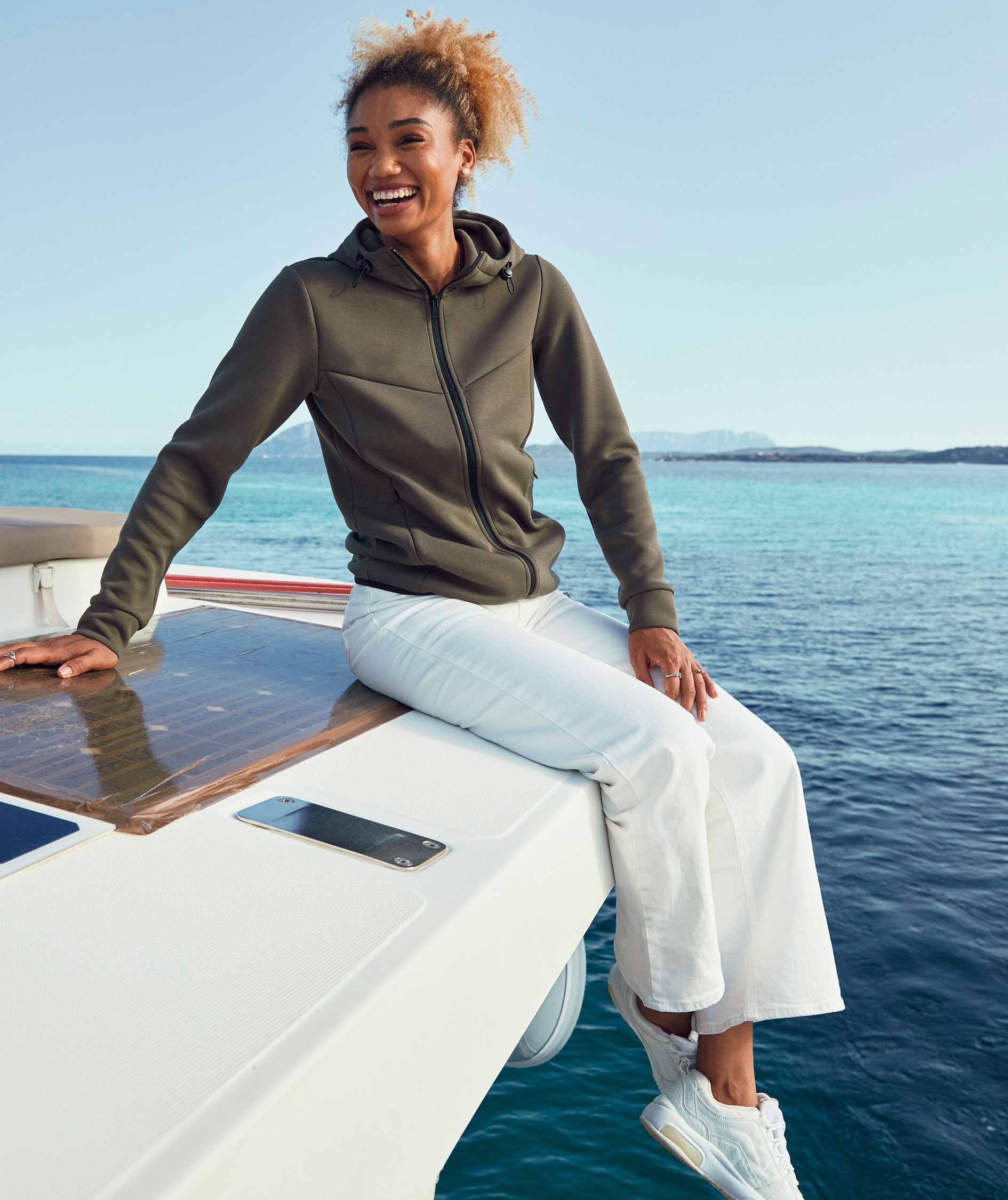 Clique Hayden dame sweat h&aelig;ttetr&oslash;je med lynl&aring;s, Fog Green, large image number 1