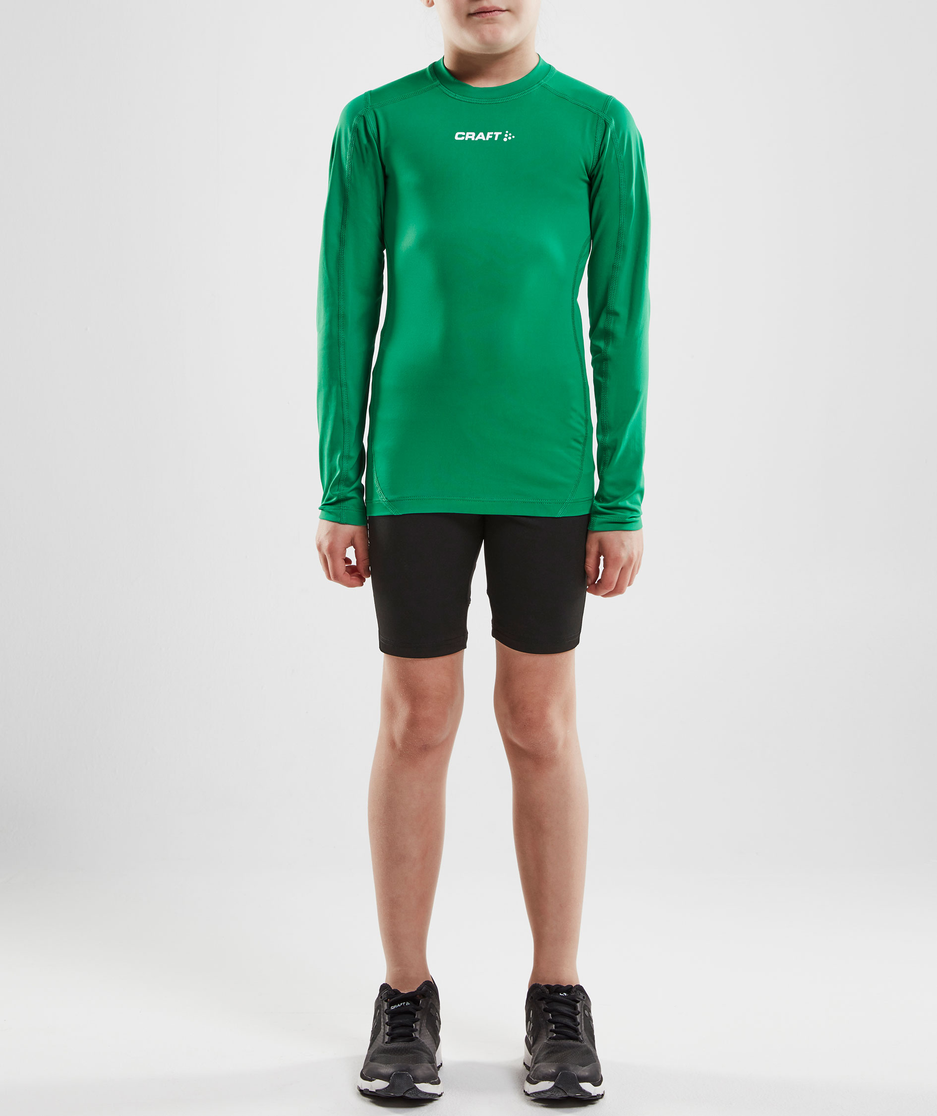 Craft Pro Control Compression l&aring;ng&auml;rmad T-shirt till barn, Team green, large image number 3