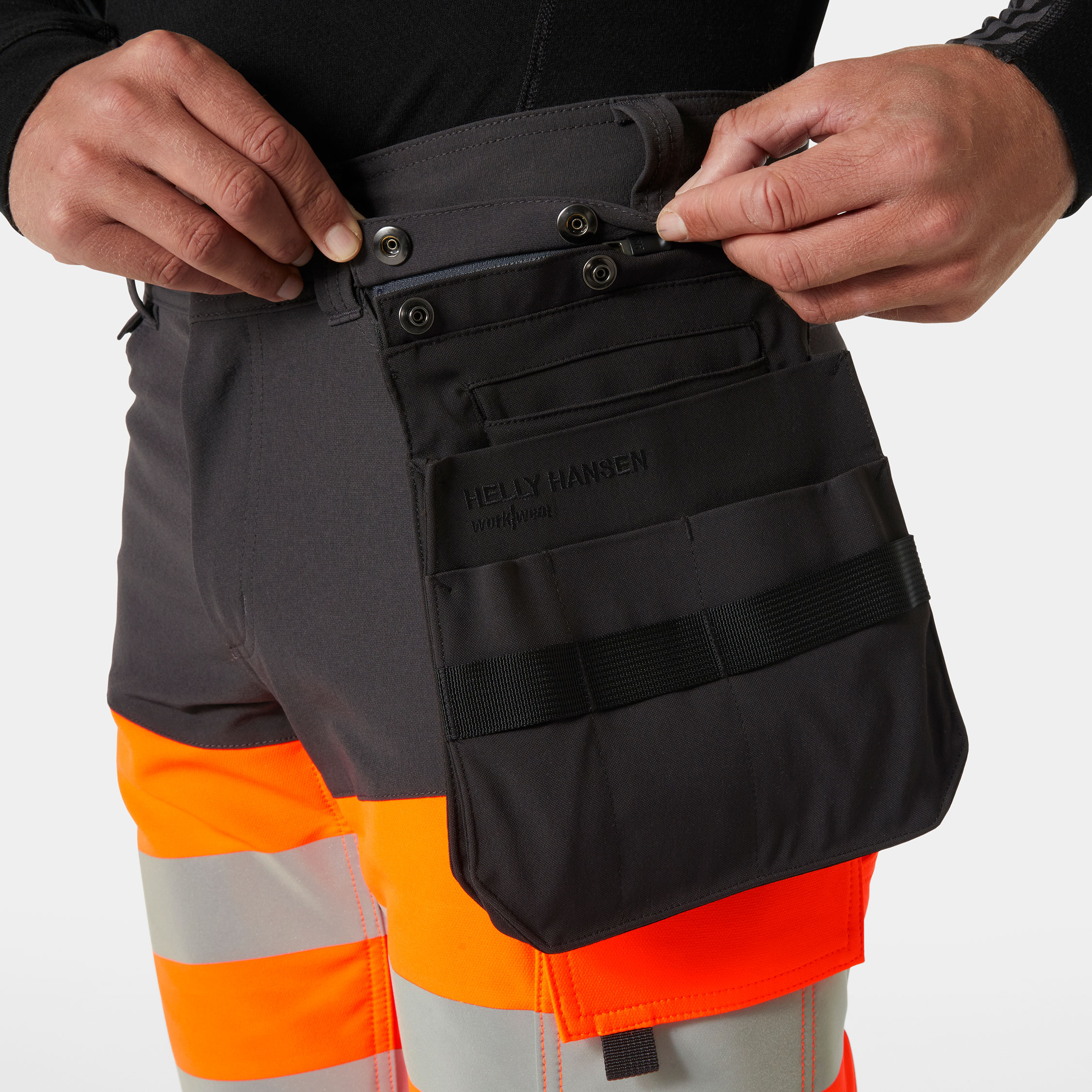Helly Hansen Alna 4X Connect&trade; arbeidsshorts full stretch, Hi-vis Oransje/Ebony, large image number 4