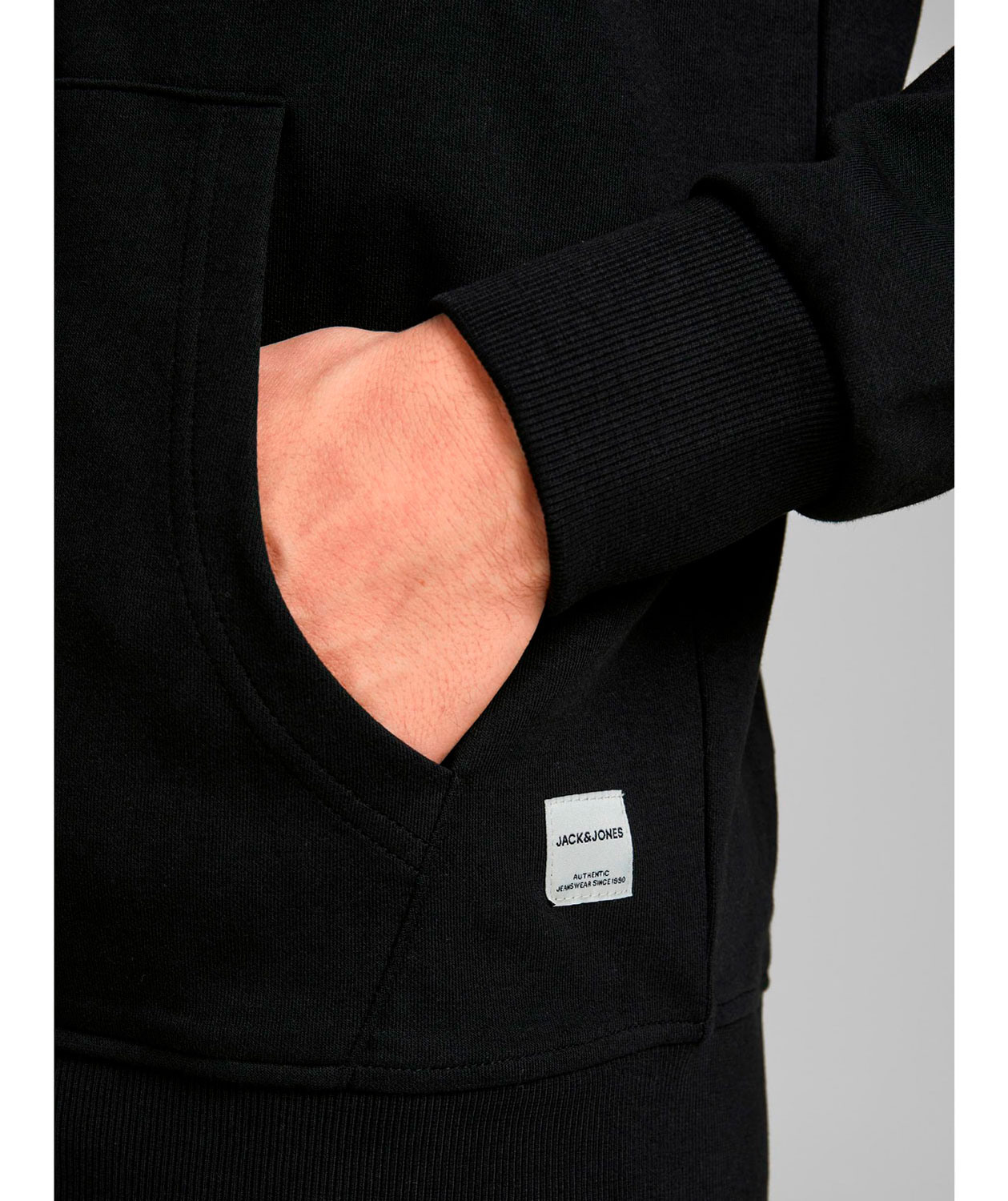 Jack & Jones JJEBASIC hettegenser med glidel&aring;s, Svart, large image number 3