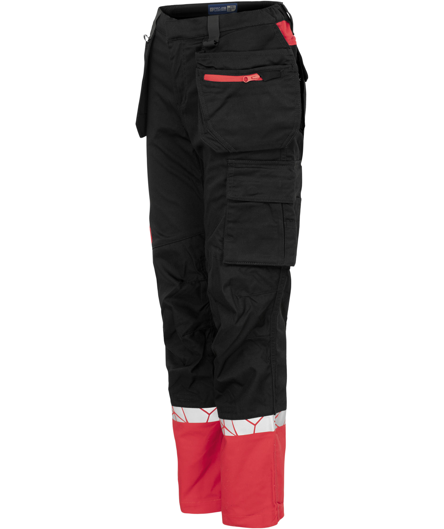 ProJob dame h&aring;ndv&aelig;rkerbukser 7513, Sort/R&oslash;d, large image number 4