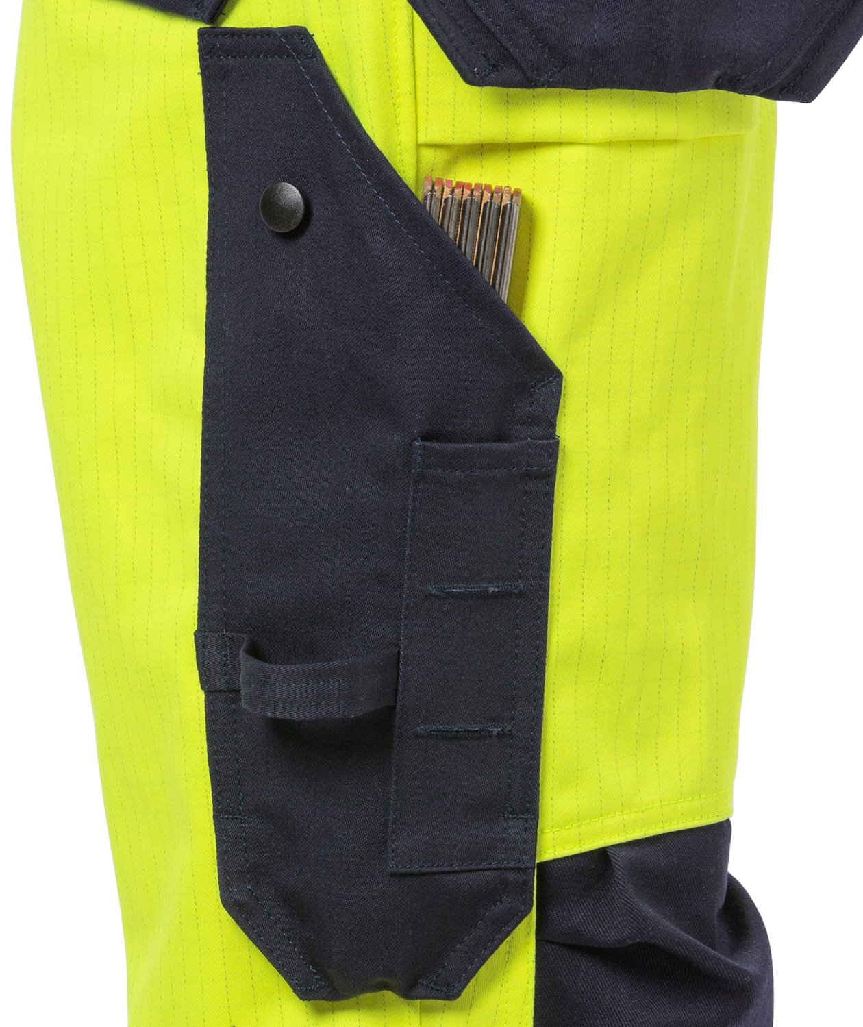 Fristads Flame dame h&aring;ndverkerbukse, Hi-Vis gul/marinebl&aring;, large image number 2